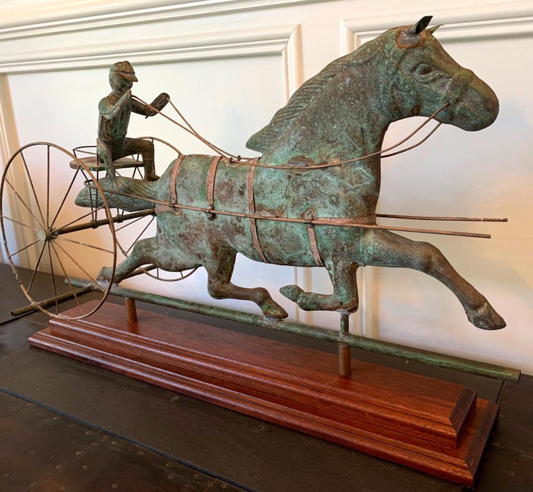 Trotting Horse with Sulky Copper Weathervane on Display at 1stDibs