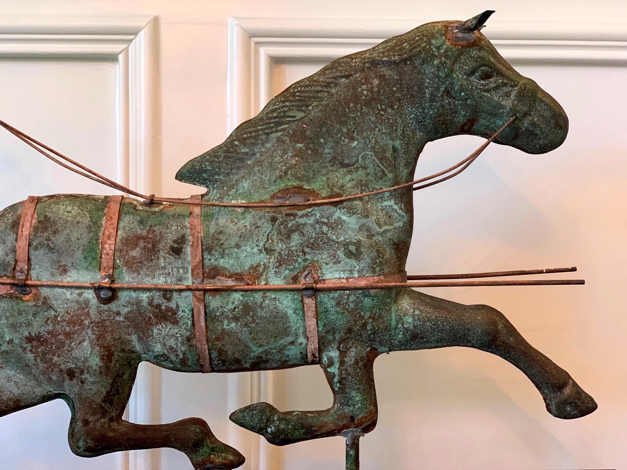 Trotting Horse with Sulky Copper Weathervane on Display In Good Condition In Atlanta, GA