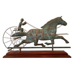 Used Trotting Horse with Sulky Copper Weathervane on Display