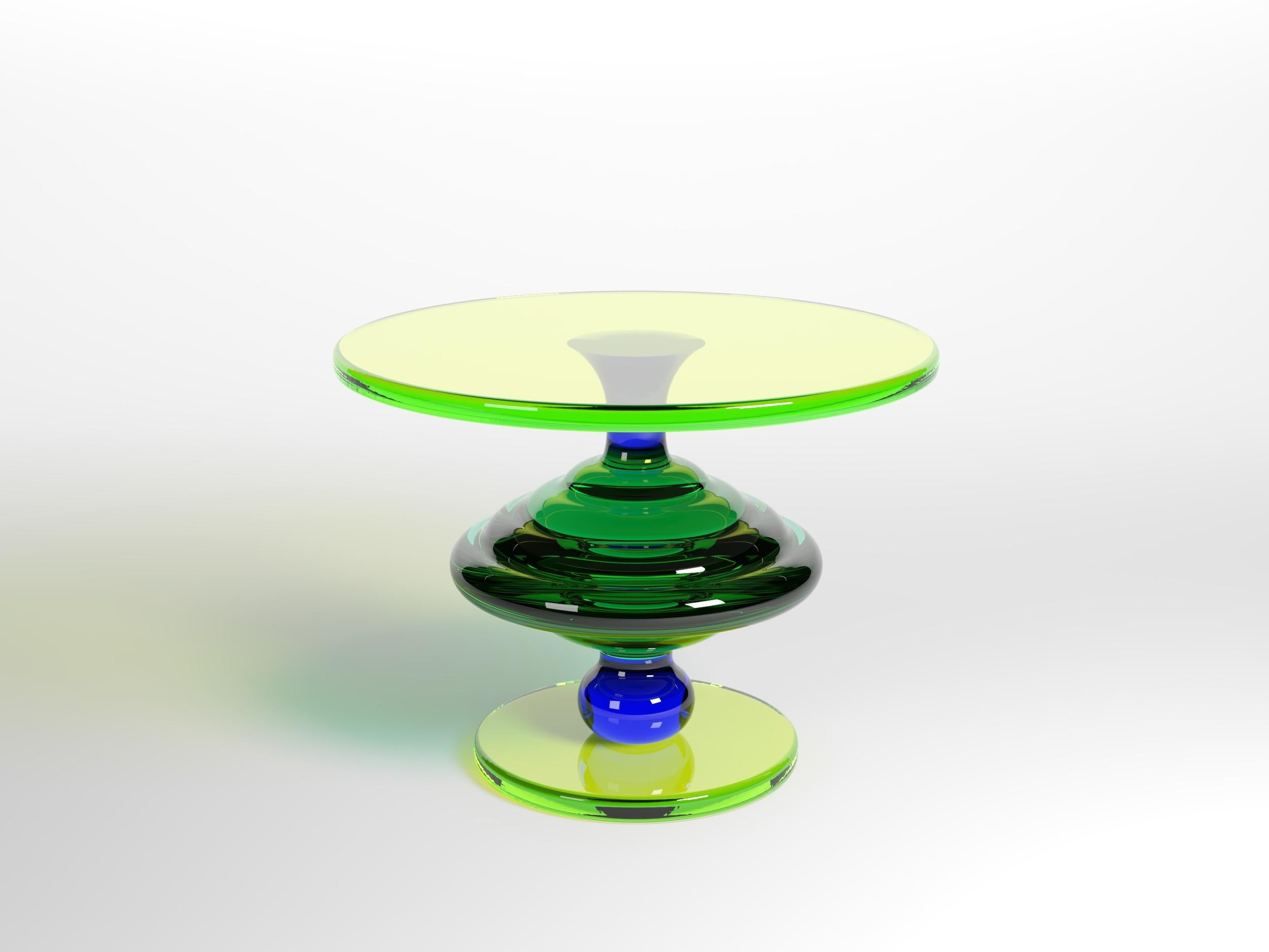 Coffee table Trottola 4 model designed by Studio Superego for Superego Editions. The colors of the plexiglass are customizable.
 
Biography
Superego Editions was born in 2006, performing a constant activity of research in decorative arts by offering