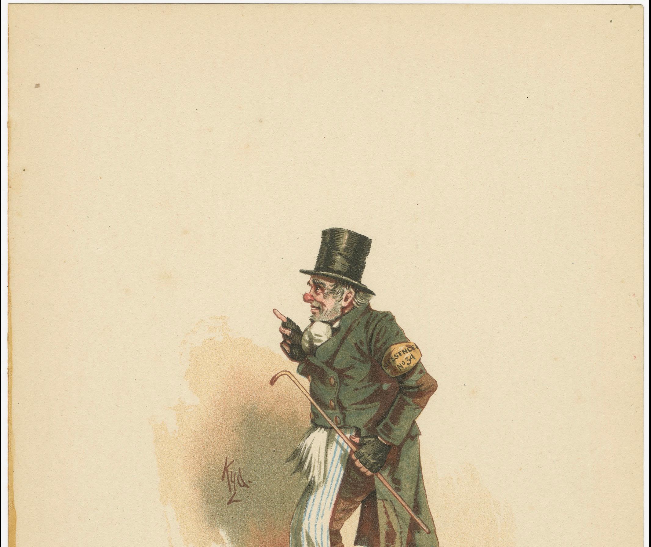 Trotty Veck aus The Chimes - Original Dickens Charakterdruck von Kyd, um 1889

Diese charmante Lithografie zeigt Trotty Veck, den gutherzigen Fahrkartenverkäufer aus Charles Dickens' 