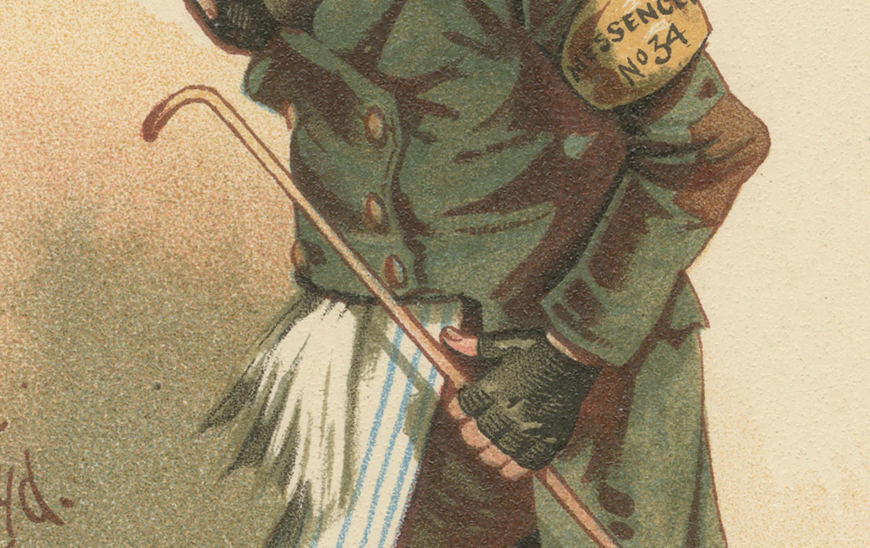 Trotty Veck aus The Chimes - Original Dickens Charakterdruck von Kyd, um 1889 im Zustand „Gut“ im Angebot in Langweer, NL