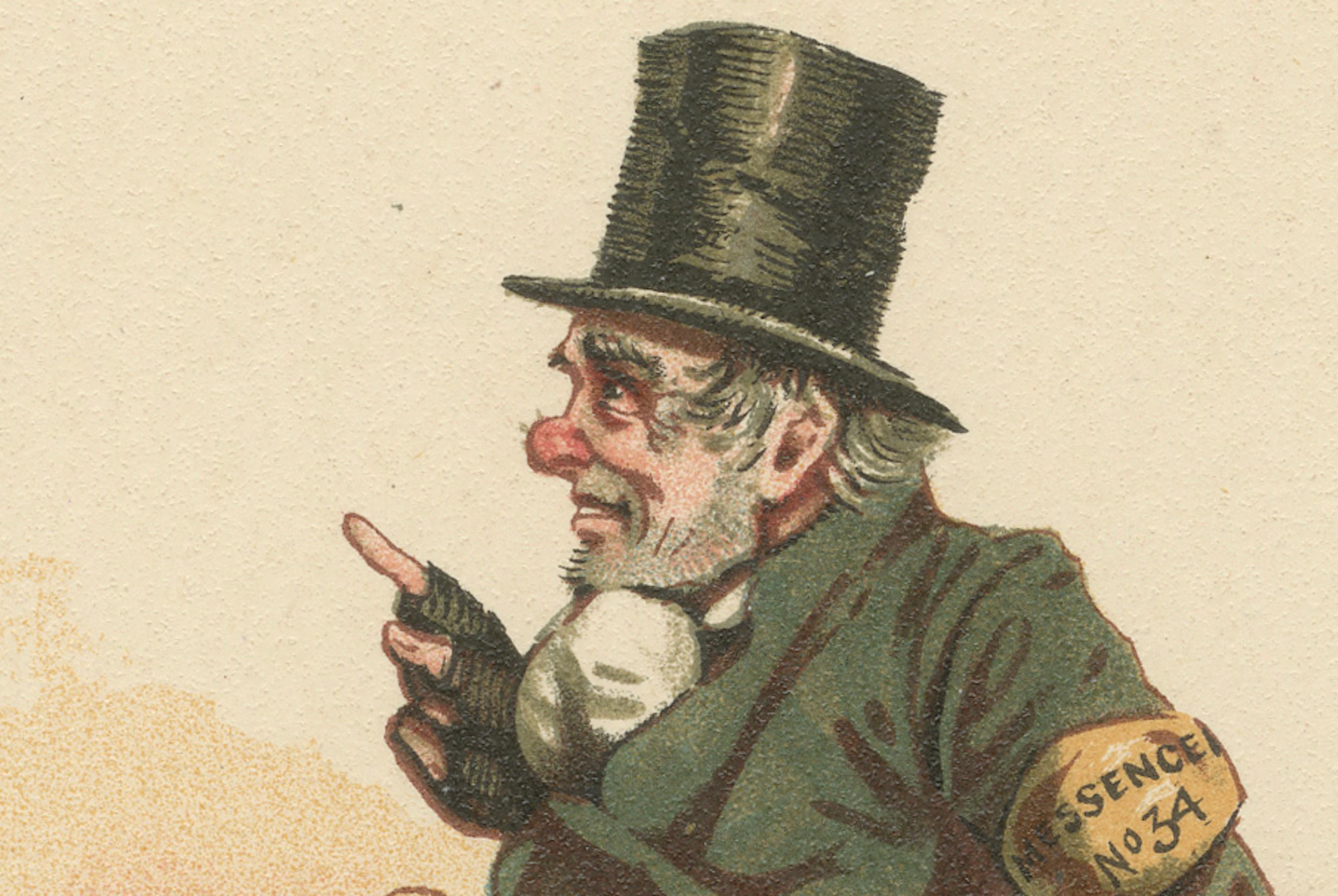 Trotty Veck aus The Chimes - Original Dickens Charakterdruck von Kyd, um 1889 (19. Jahrhundert) im Angebot