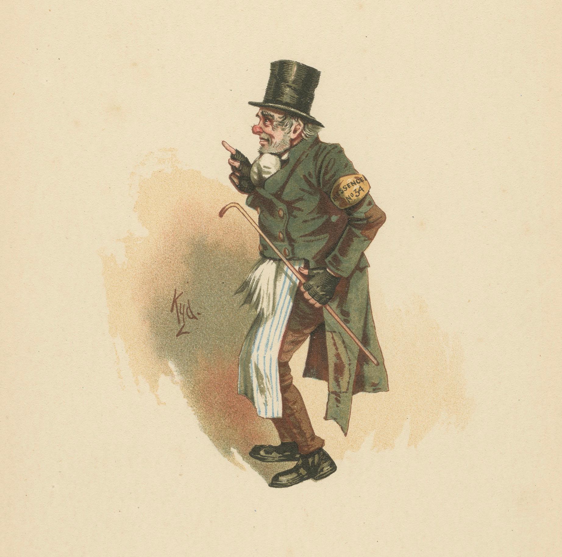 Trotty Veck aus The Chimes - Original Dickens Charakterdruck von Kyd, um 1889 (Papier) im Angebot