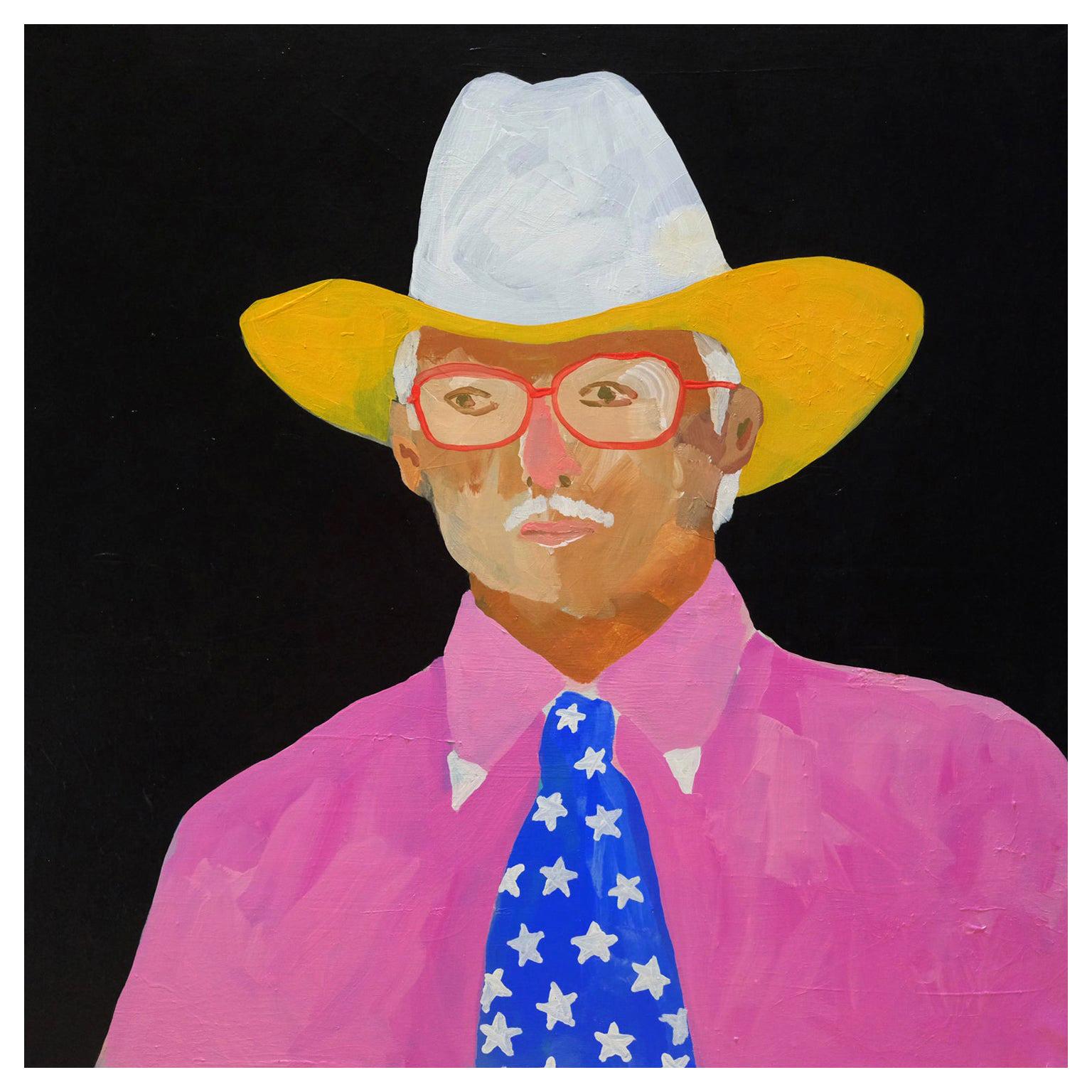 'Trouble on My Mind' Portrait Painting by Alan Fears Cowboy