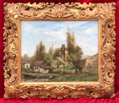 Antique Landscape from Barbizon With Characters