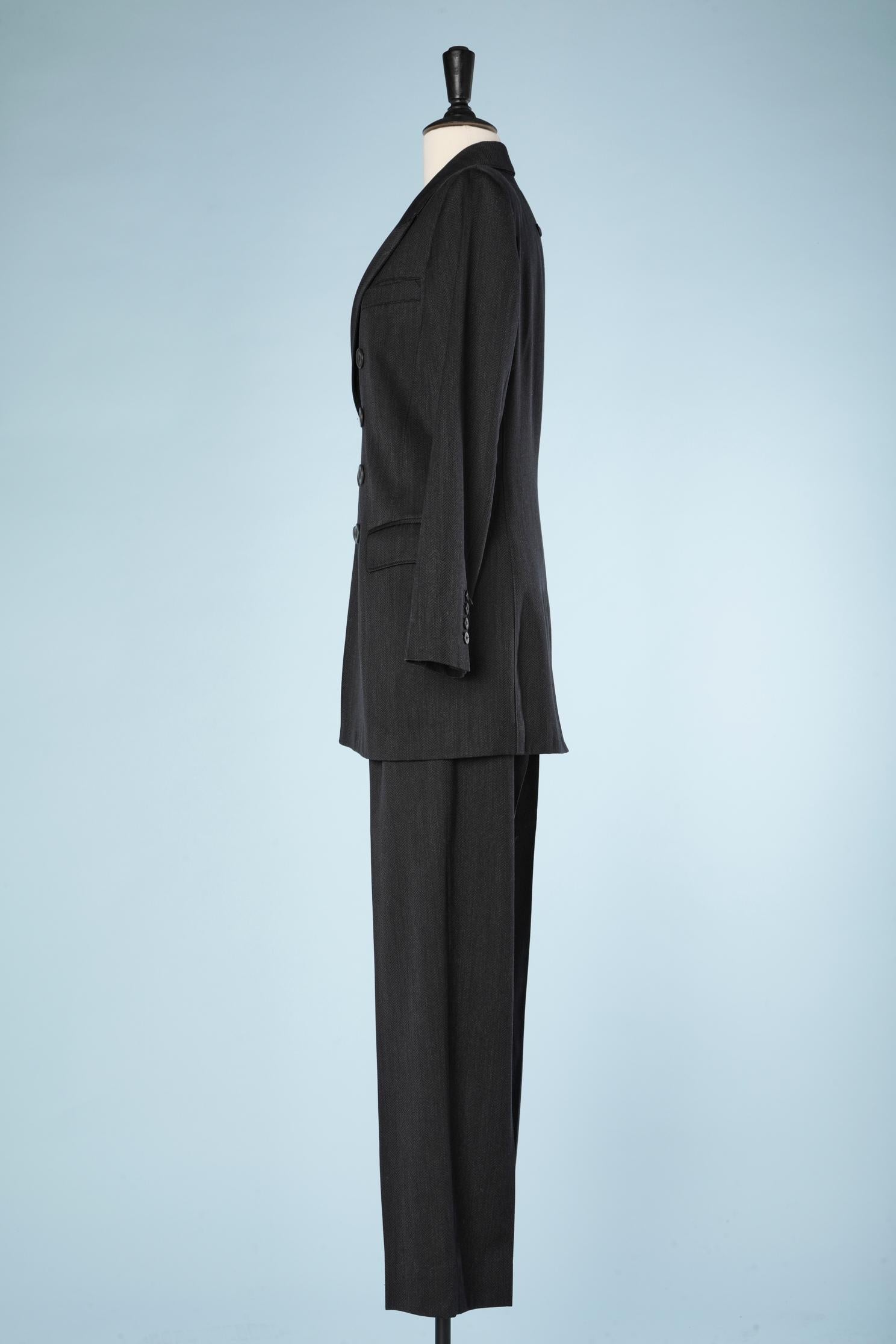 Trouser pant-suit in wool chevron Jean-Paul Gaultier  In Excellent Condition For Sale In Saint-Ouen-Sur-Seine, FR
