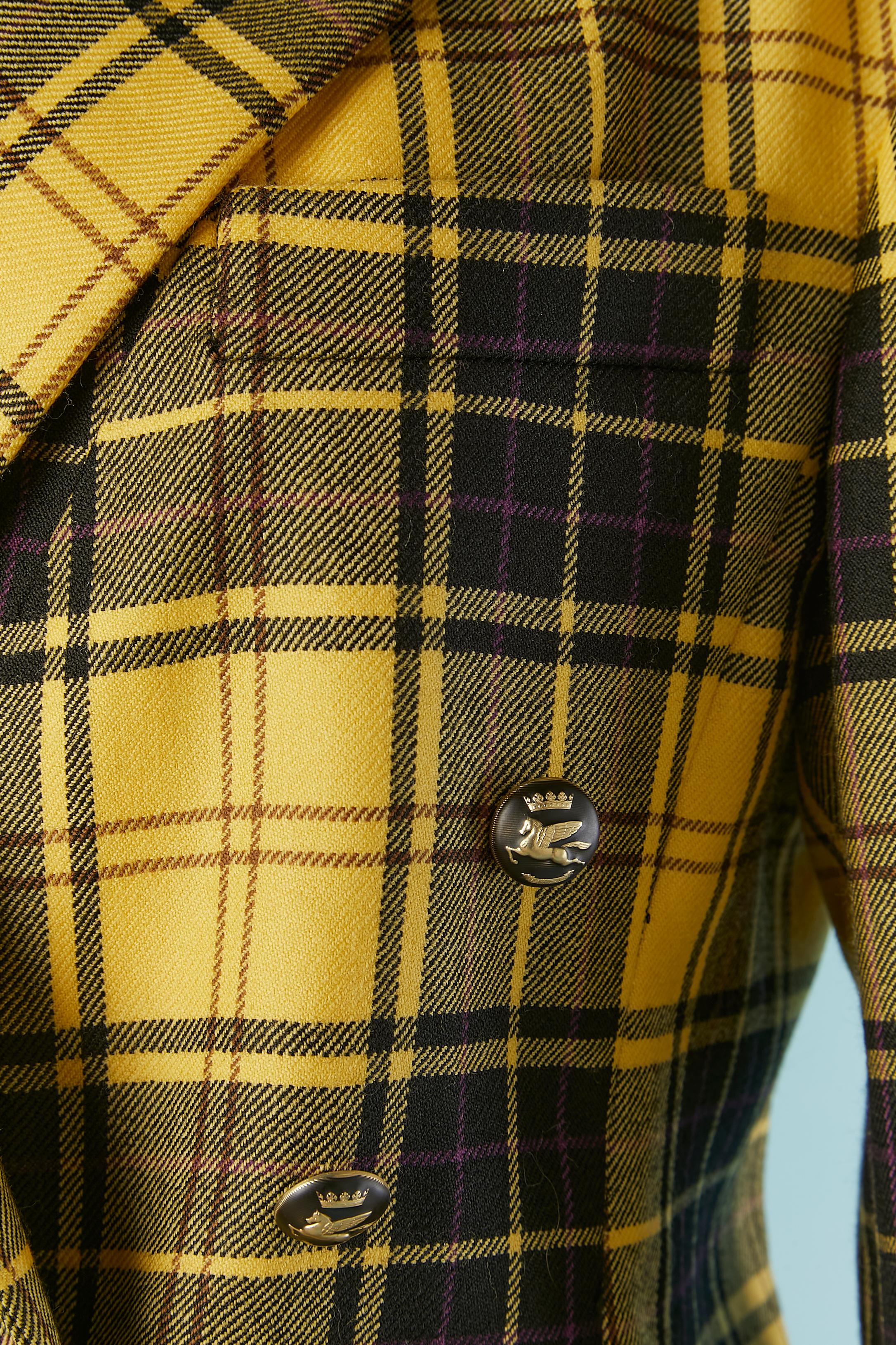 Brown Trouser suit in yellow and black Tartan pattern ETRO For Sale