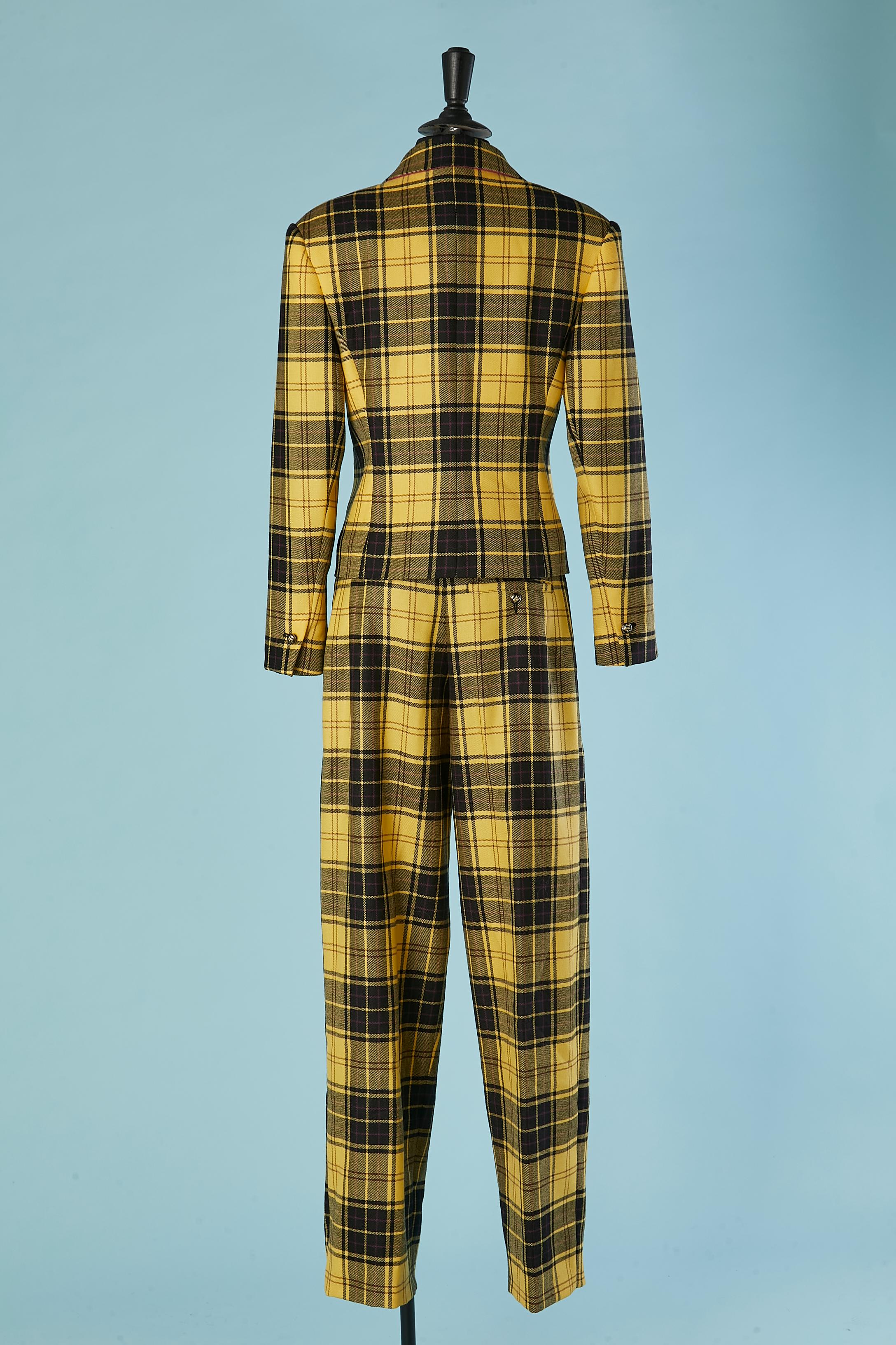 Trouser suit in yellow and black Tartan pattern ETRO For Sale 1