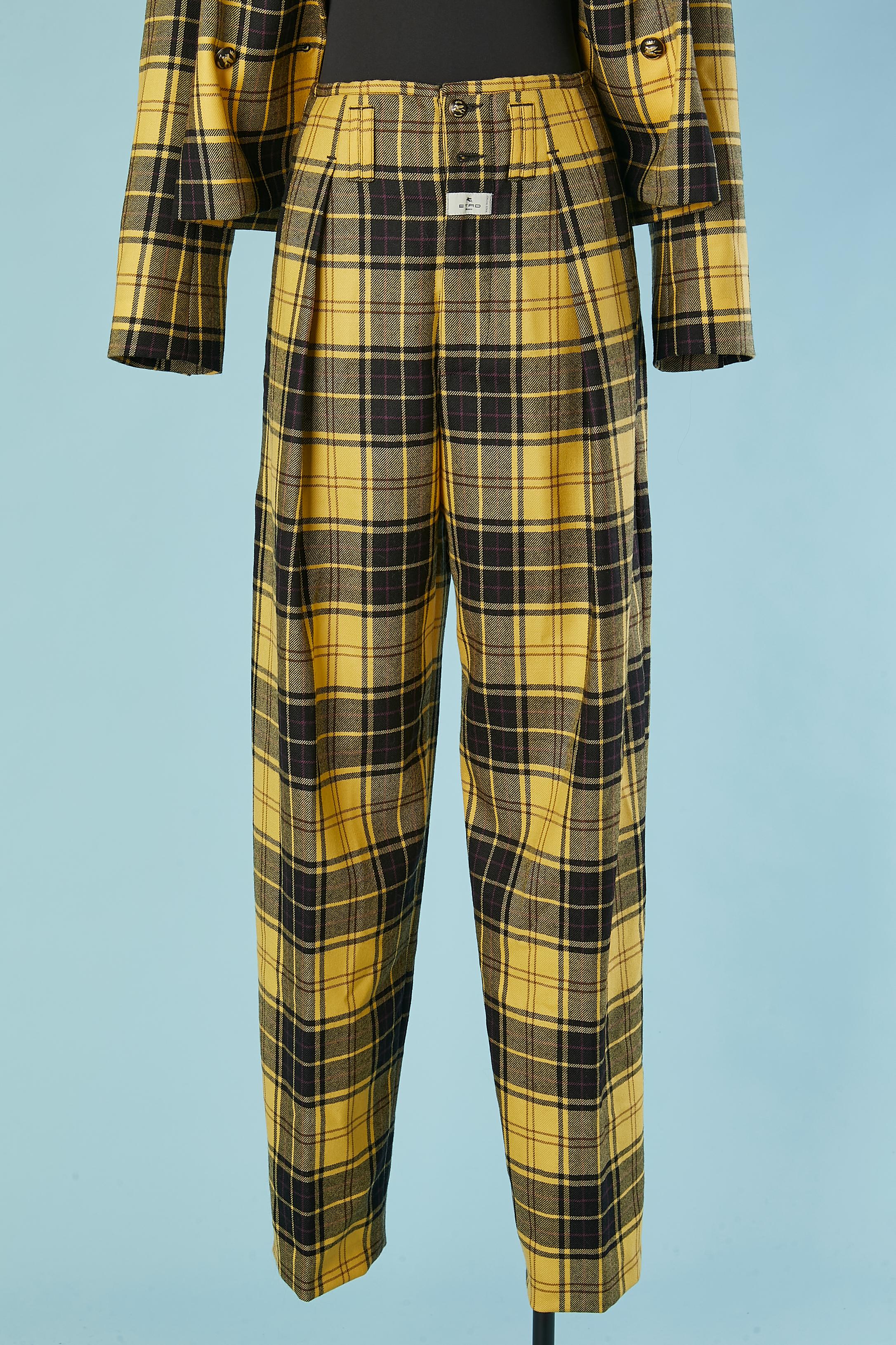 Trouser suit in yellow and black Tartan pattern ETRO For Sale 2
