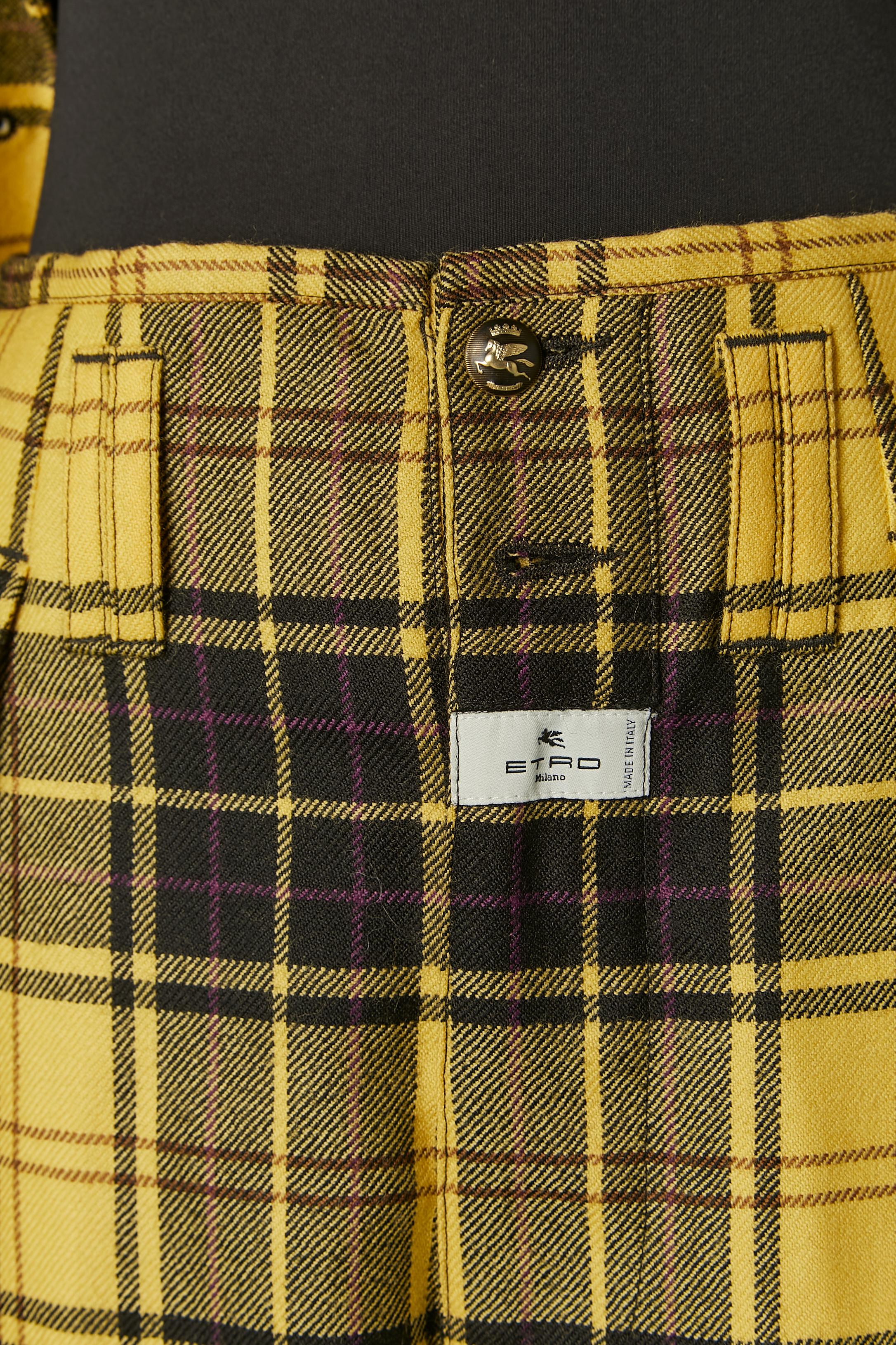 Trouser suit in yellow and black Tartan pattern ETRO For Sale 3
