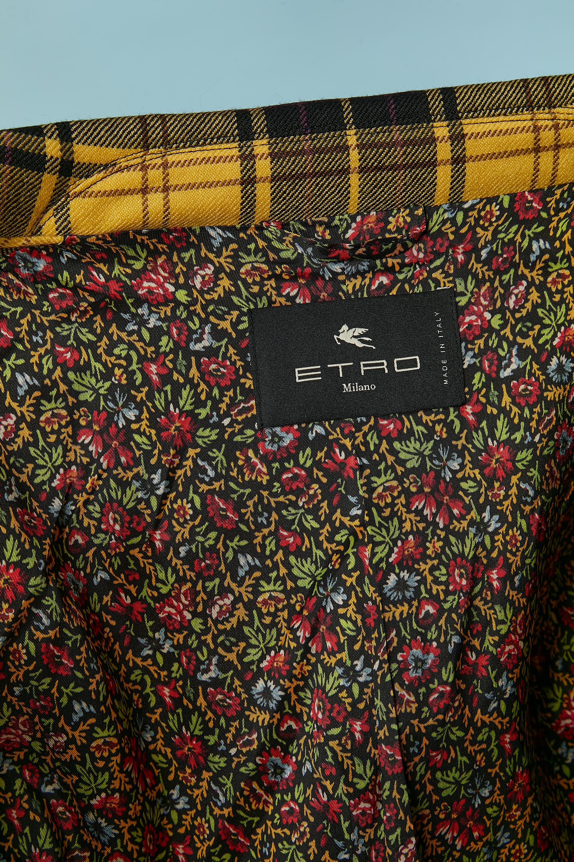 Trouser suit in yellow and black Tartan pattern ETRO For Sale 4