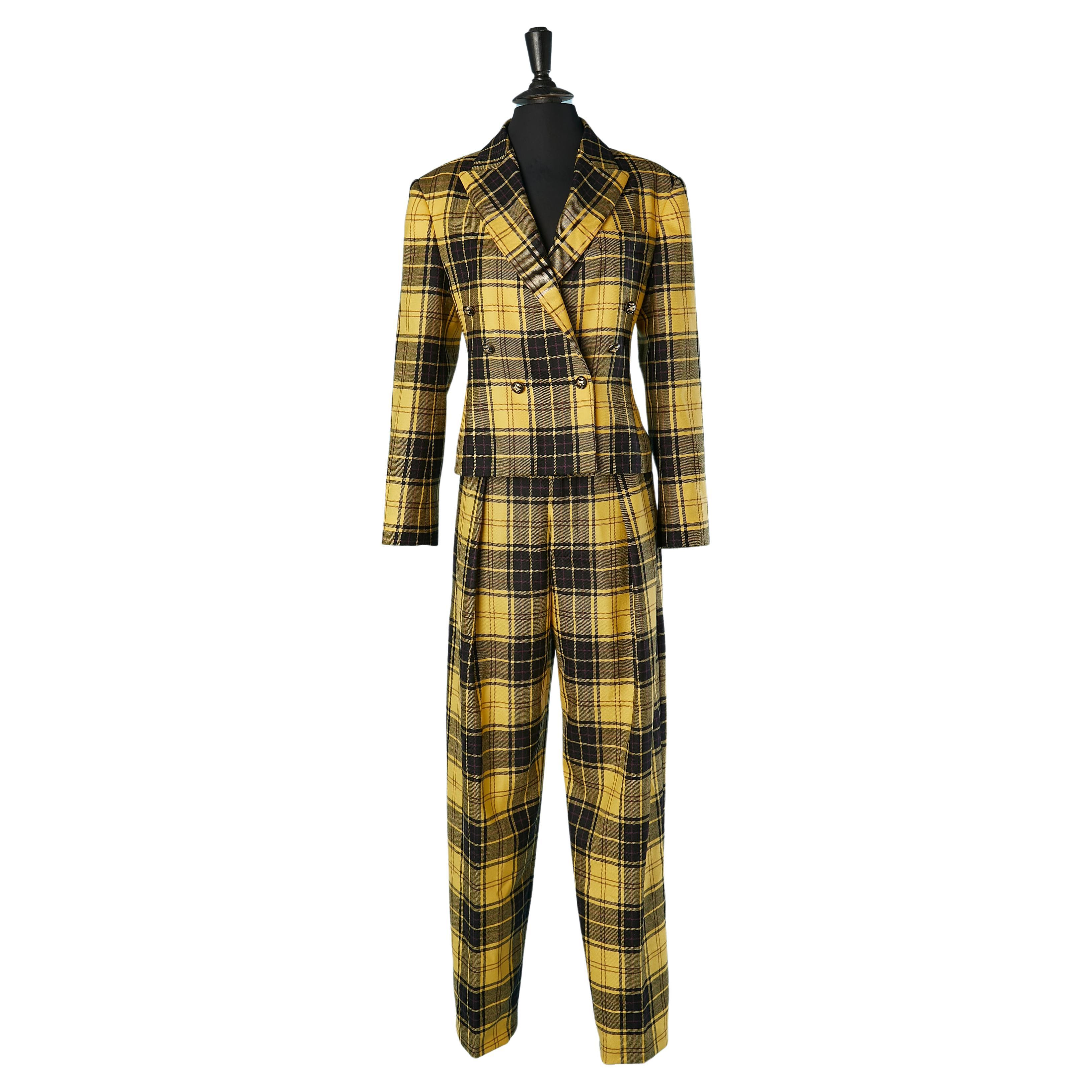 Trouser suit in yellow and black Tartan pattern ETRO For Sale