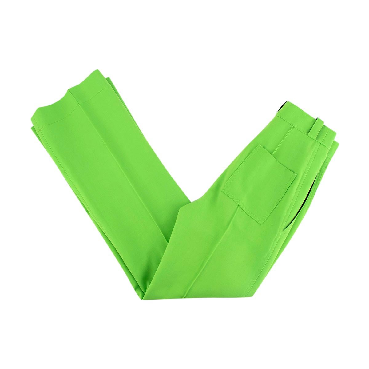 green wool pants