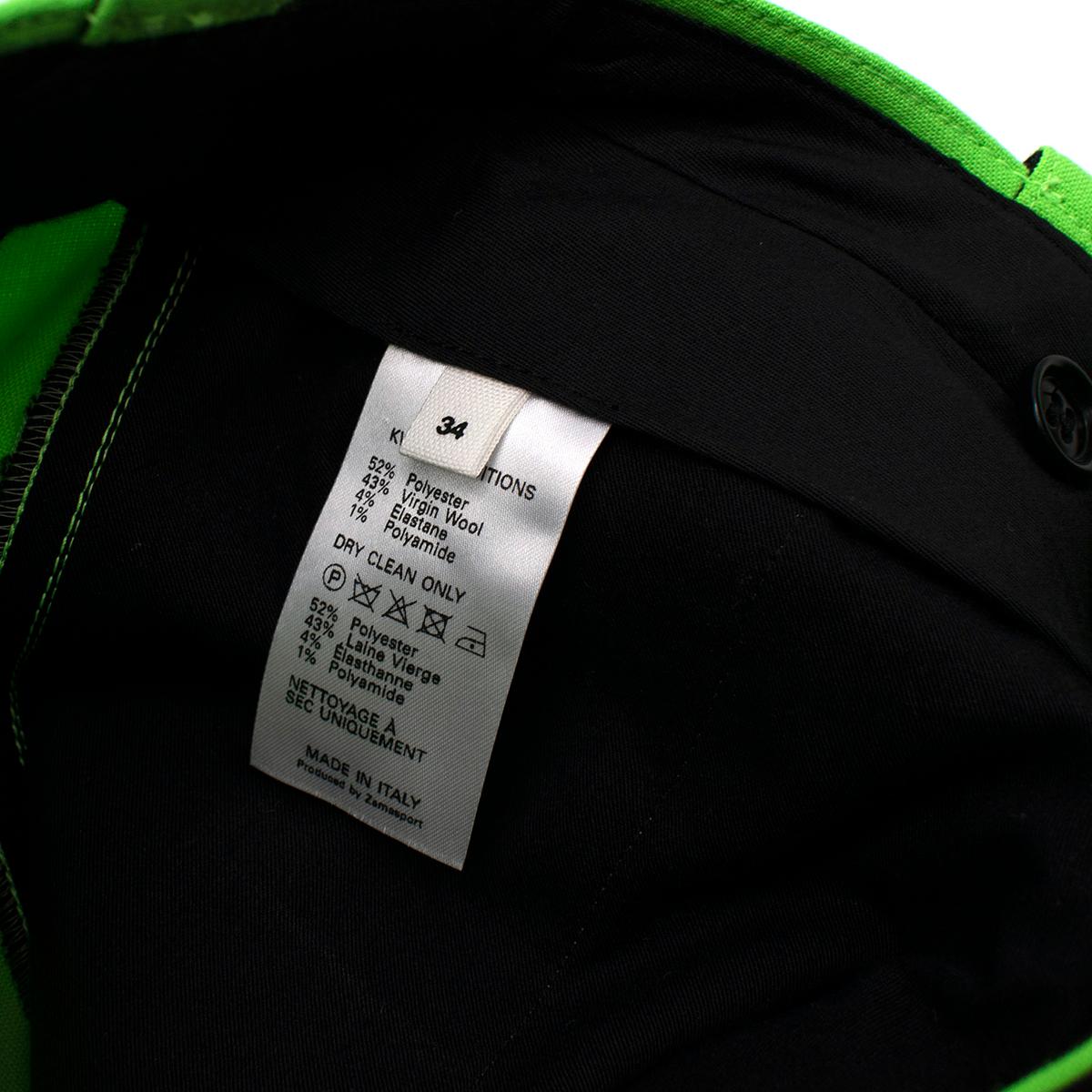 Trousers	Kwaidan Editions Neon Green Wool-Blend Straight Fit Trousers - US 0/2 In New Condition In London, GB