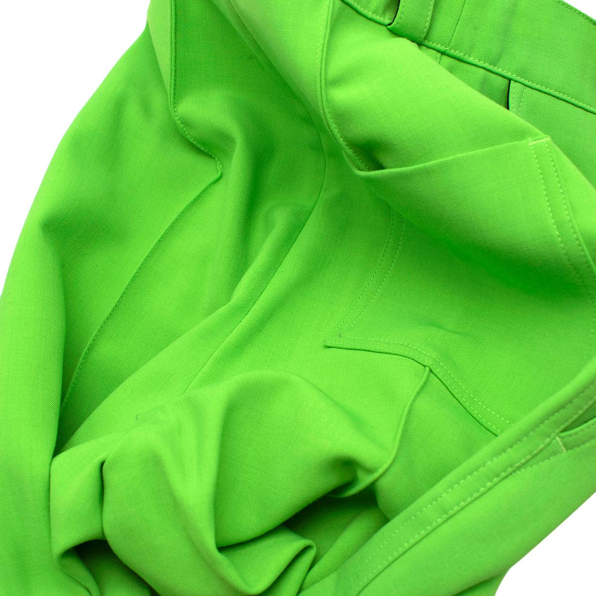Trousers	Kwaidan Editions Neon Green Wool-Blend Straight Fit Trousers - US 0/2 2