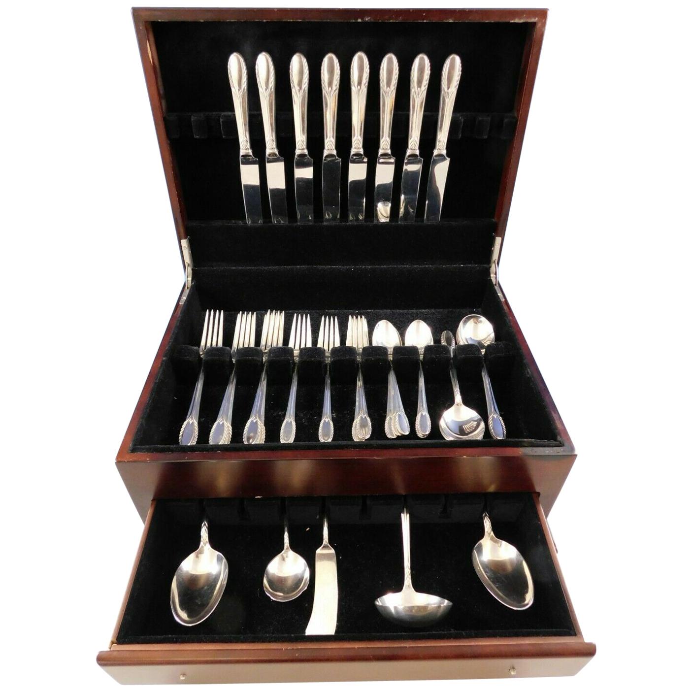 Trousseau by International Sterling Silver Flatware Set for 8 Service 45 Pieces For Sale