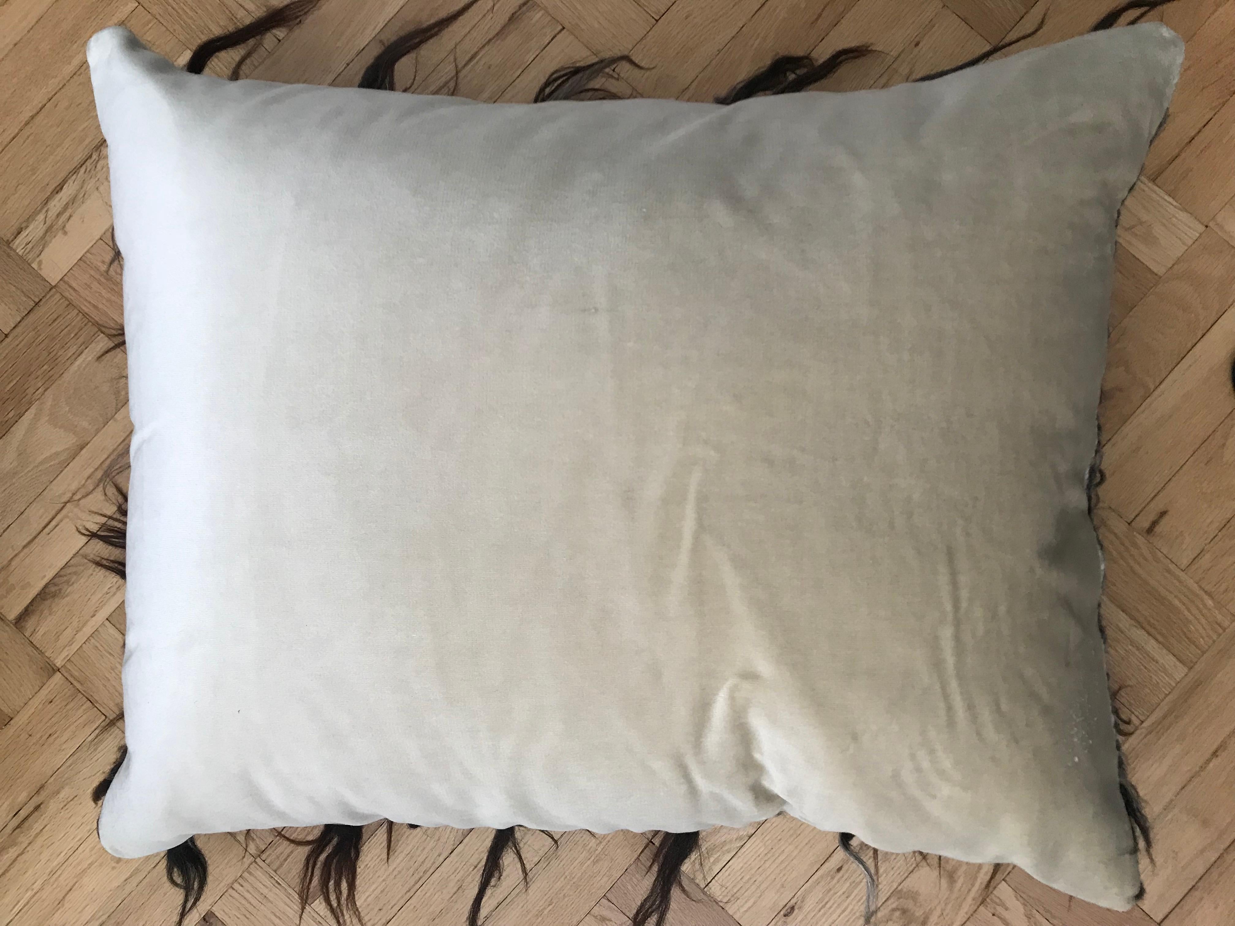 Hand-Woven Black and White 'Trousseau' Handwoven Felted Organic Wool Pillow For Sale