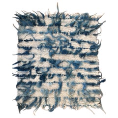 White and Blue (+ custom colors) Trousseau Handwoven Felted Organic Wool Rug