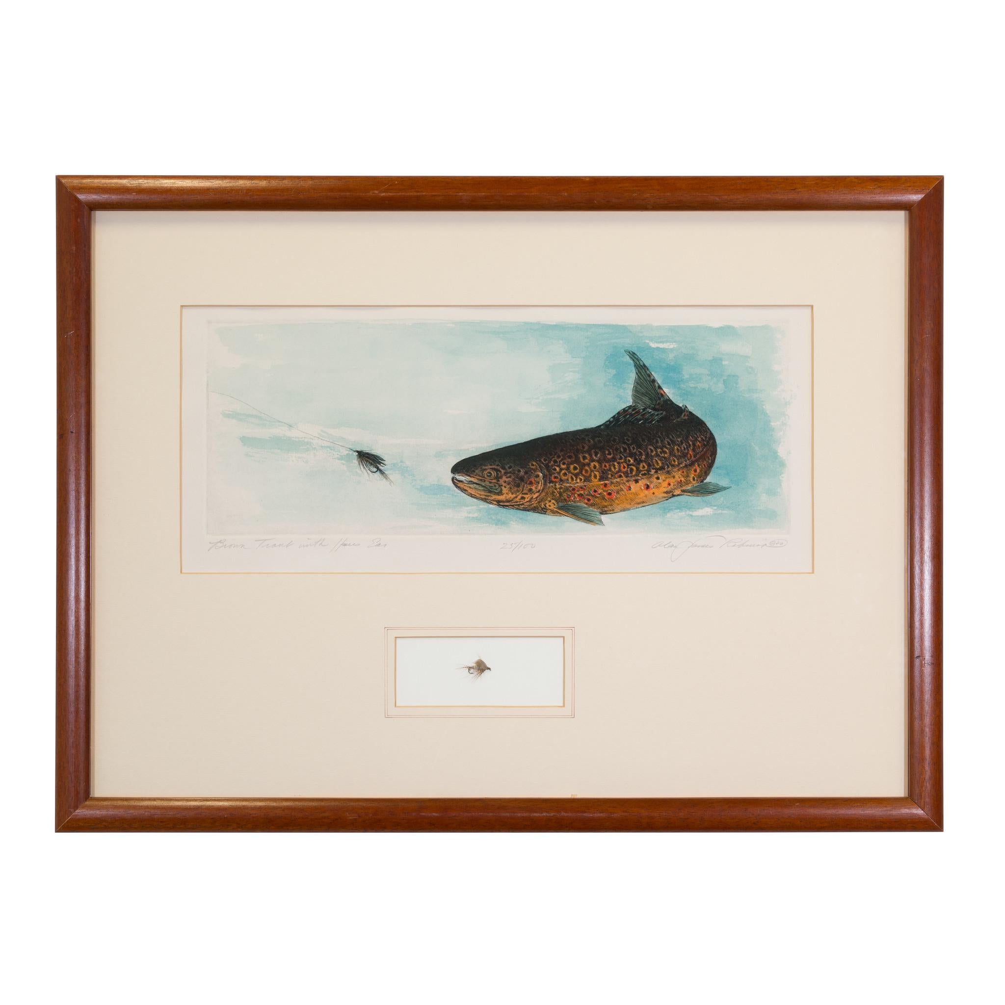 Trout Engraving Watercolors with Flies by Alan James Robinson 1