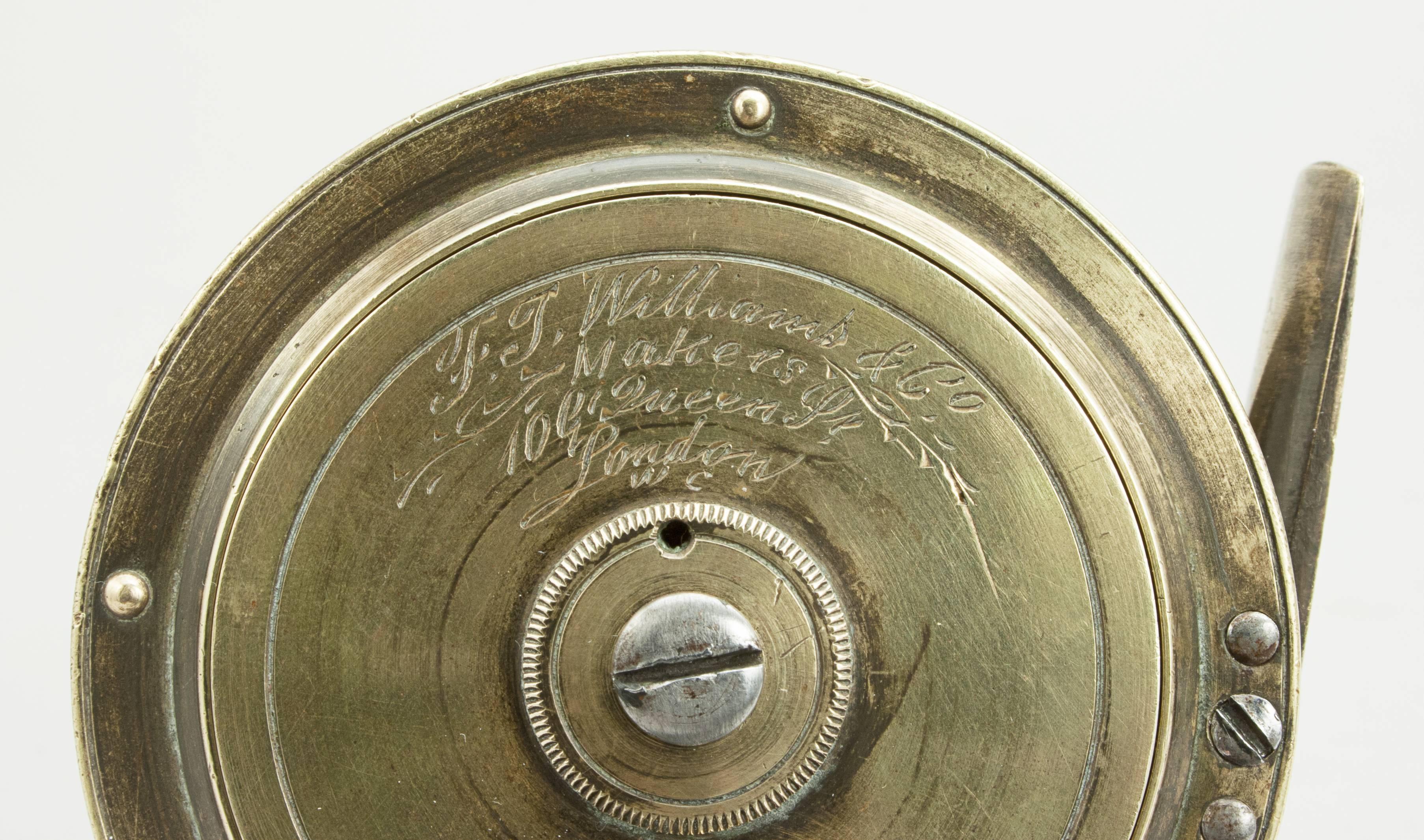 Early 20th Century Trout Fishing Reel in Brass by F.J Williams