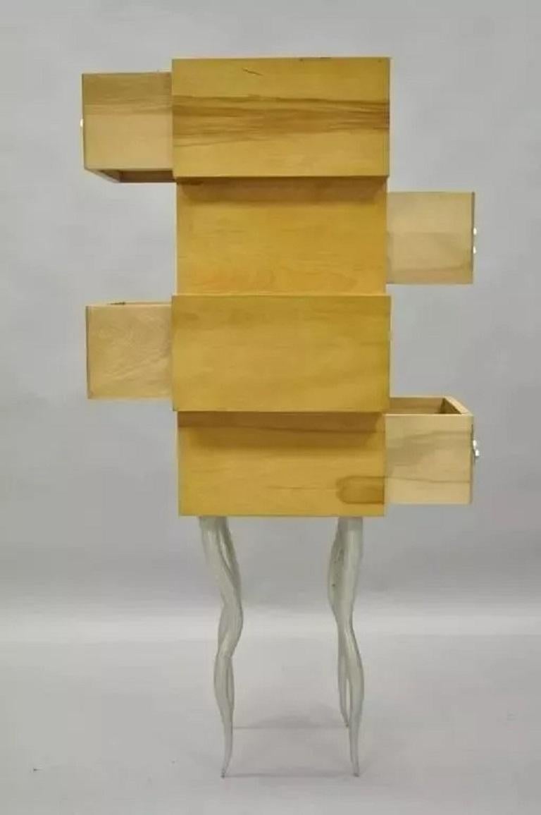 Inconnu Commode postmoderne Grisette cabinet en bois de bouleau et aluminium Trout Studios en vente