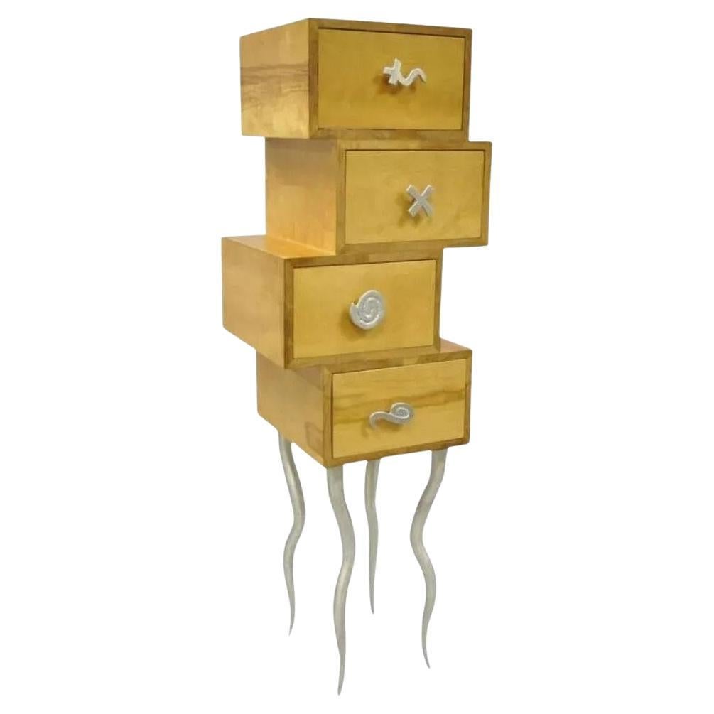Commode postmoderne Grisette cabinet en bois de bouleau et aluminium Trout Studios en vente
