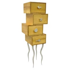 Trout Studios Grisette Cabinet Birch Wood Aluminum Post Modern Chest of Drawers