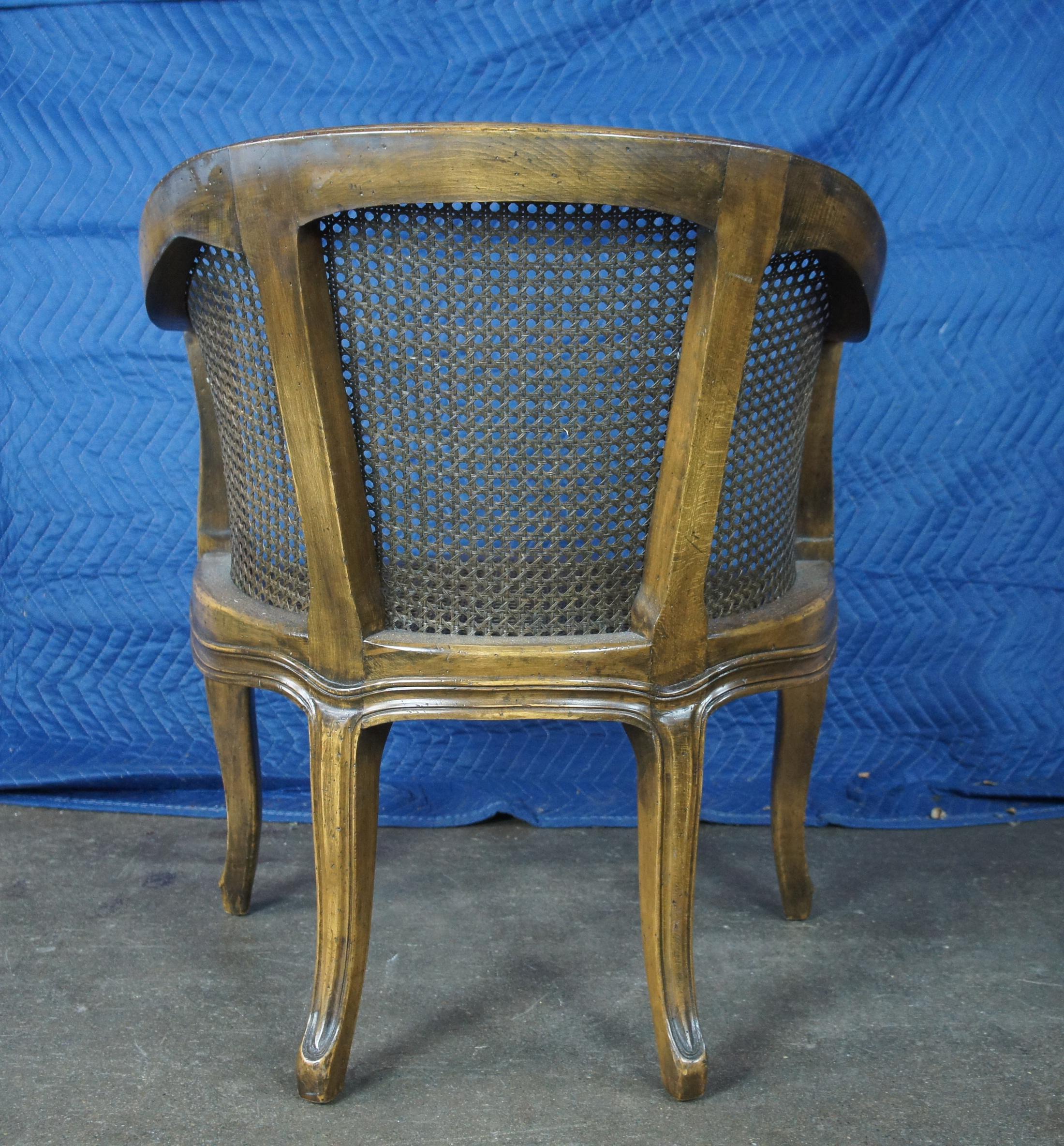 Trouvailles French Louis XVI Caned Walnut Serpentine Bergere Club Lounge Chair 2