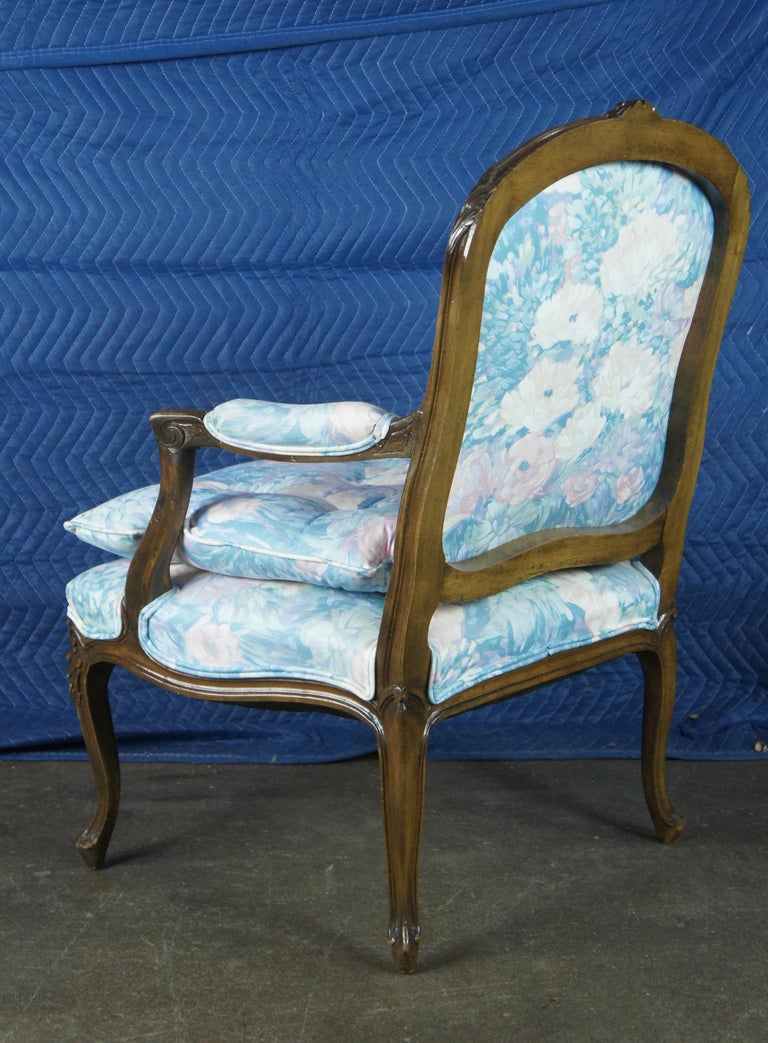 Trouvailles French Louis XVI Walnut Fauteuil Serpentine Club Lounge Arm