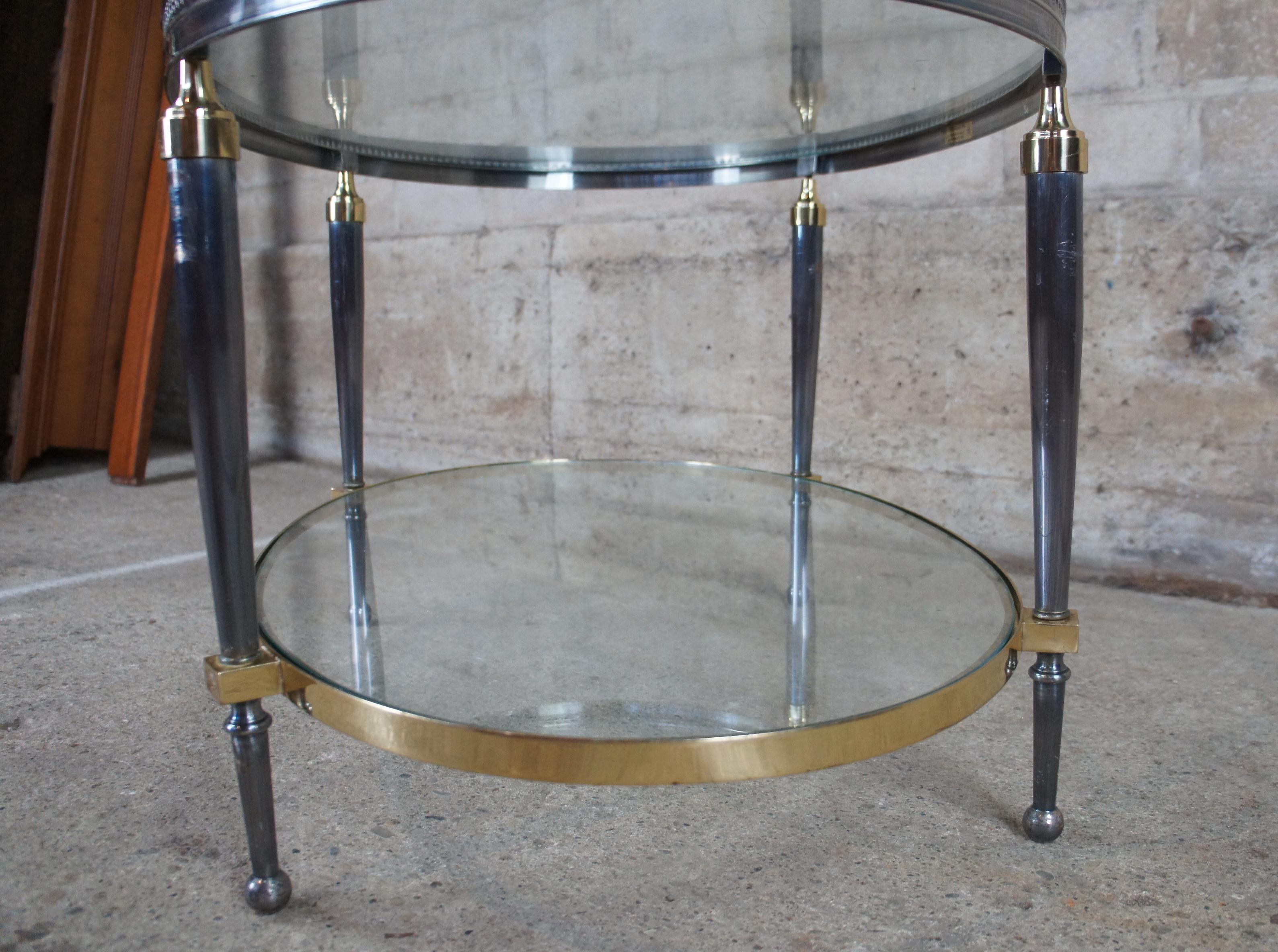 Trouvailles Hollywood Regency Silver & Brass Oval Glass Top Coffee Table 4