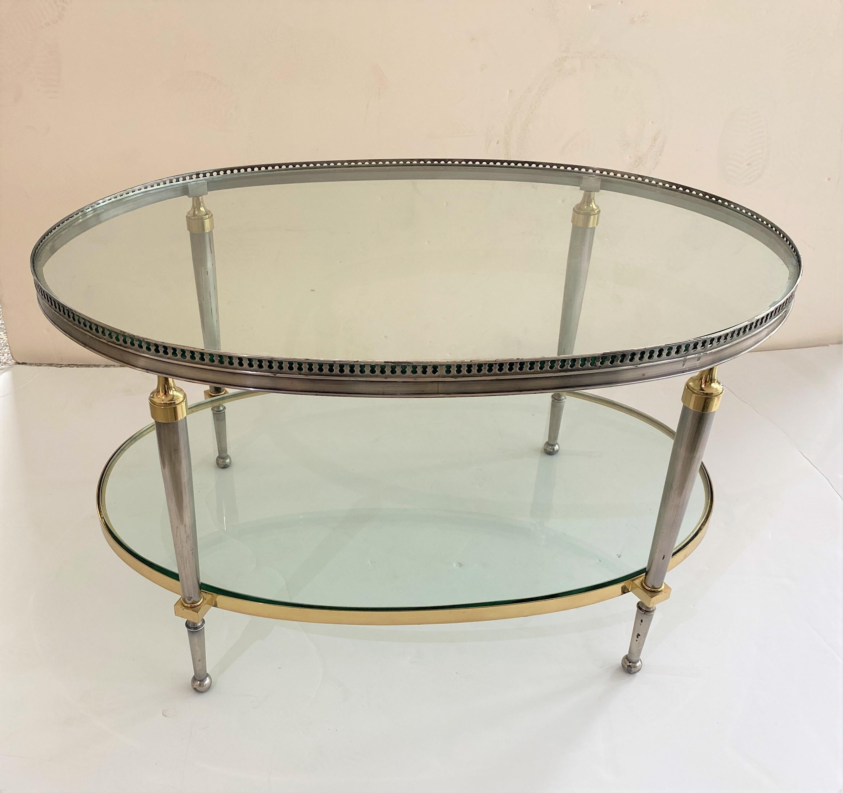 Trouvailles Steel and Brass Oval Cocktail Table 6