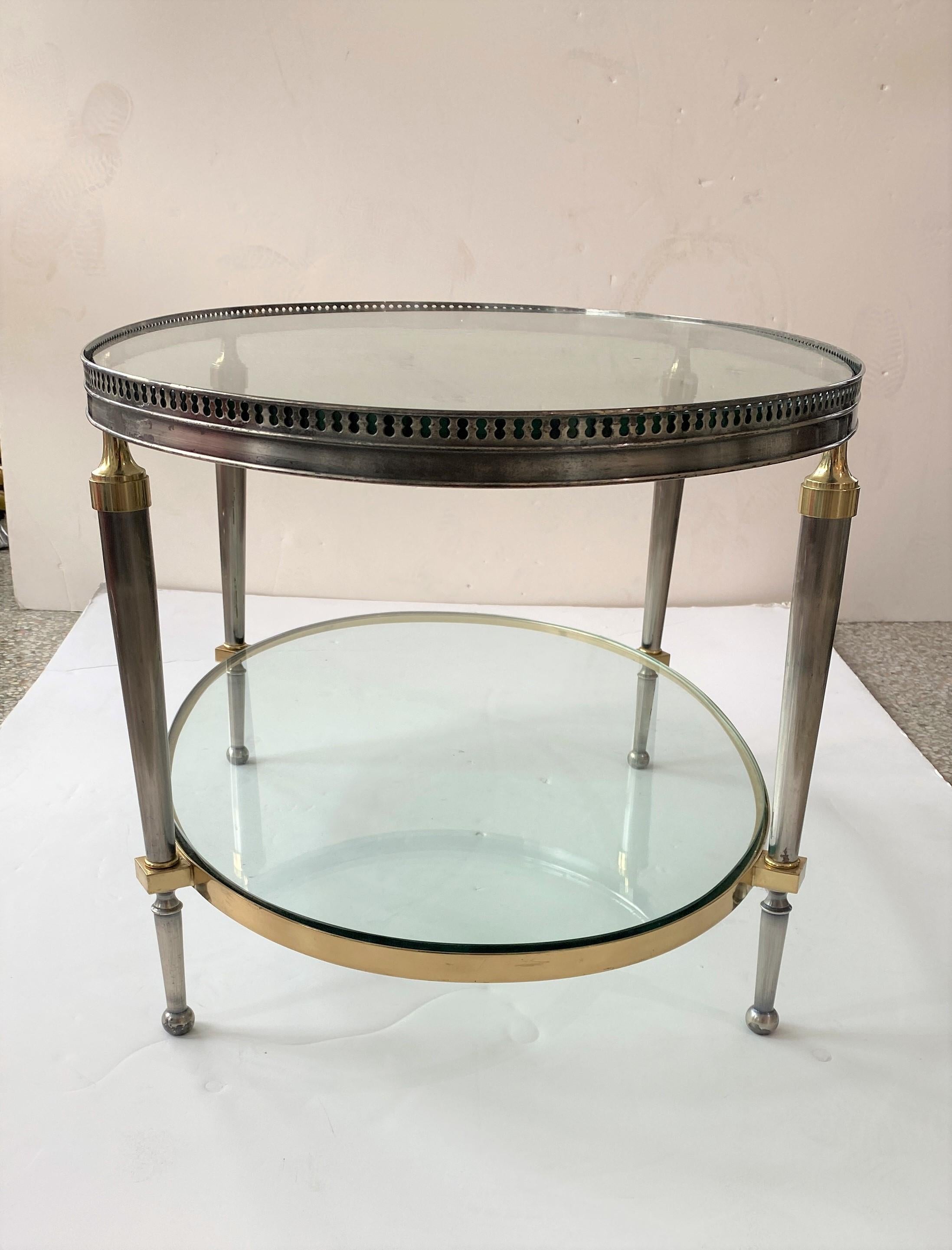 Campaign Trouvailles Steel and Brass Oval Cocktail Table