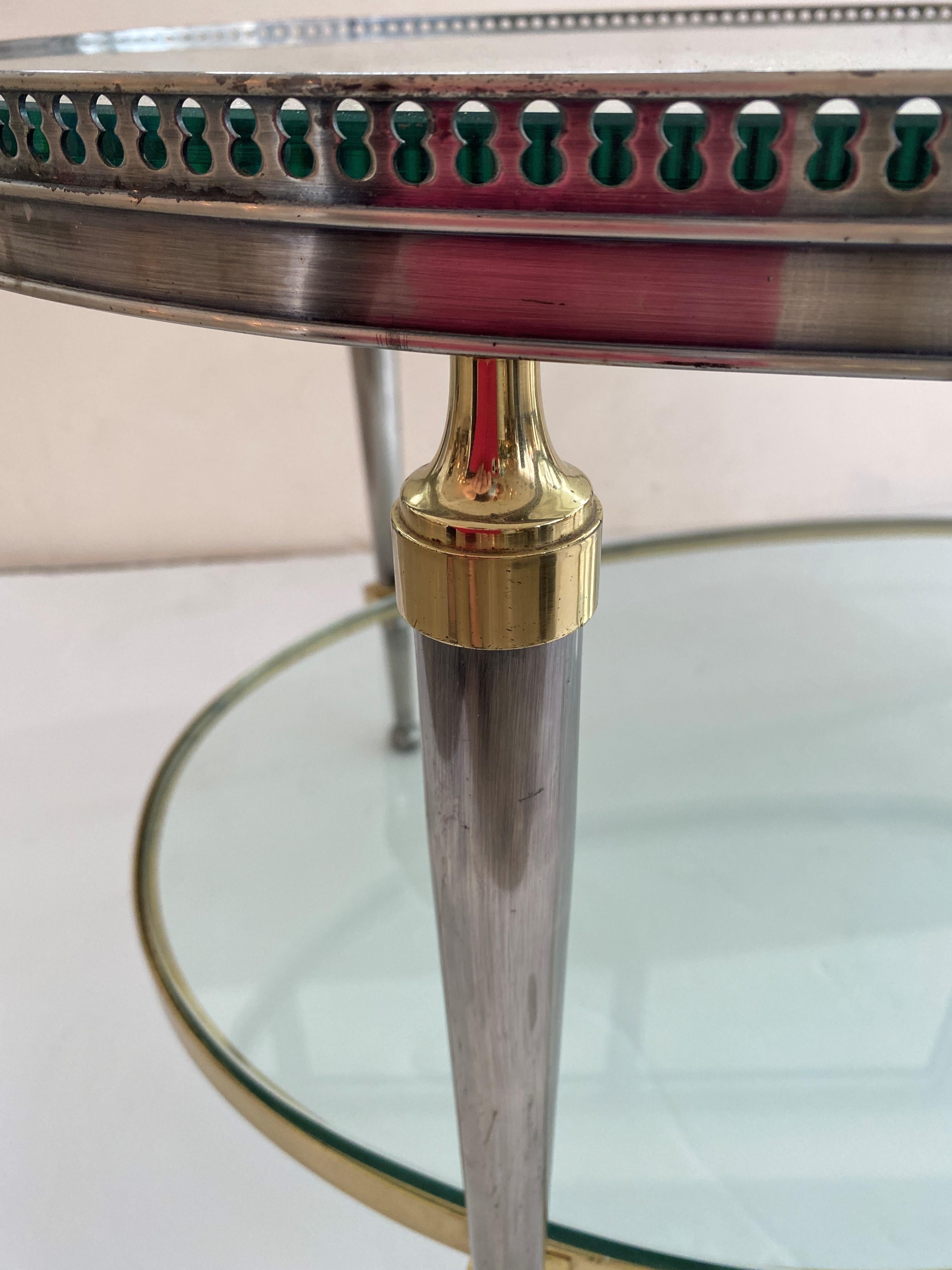 American Trouvailles Steel and Brass Oval Cocktail Table
