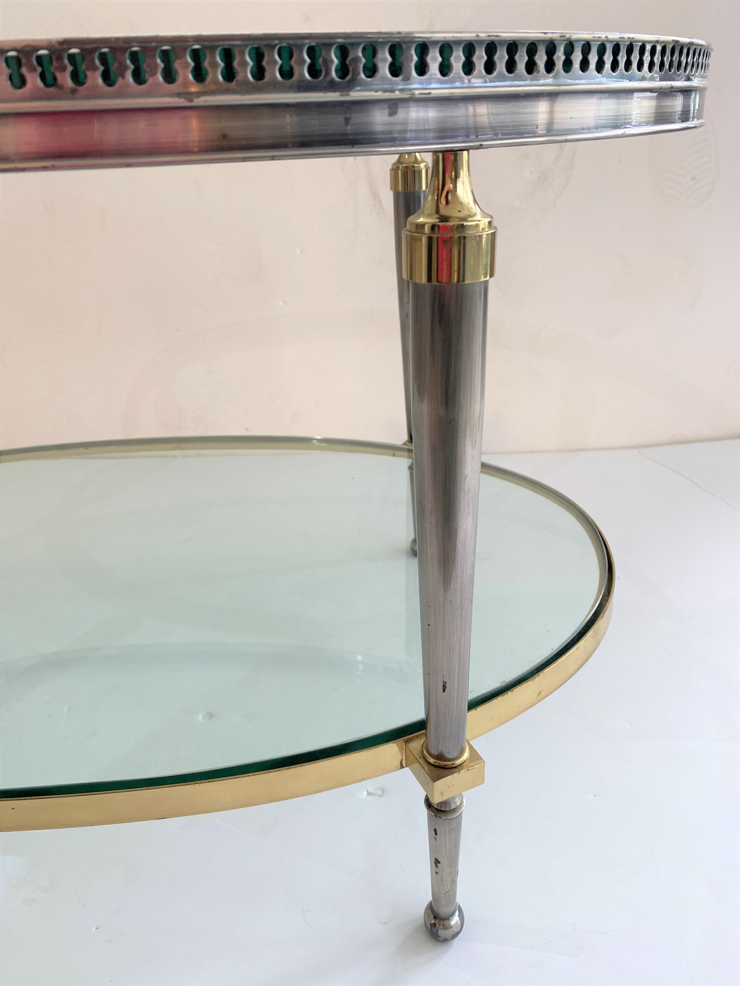Trouvailles Steel and Brass Oval Cocktail Table In Good Condition In West Palm Beach, FL