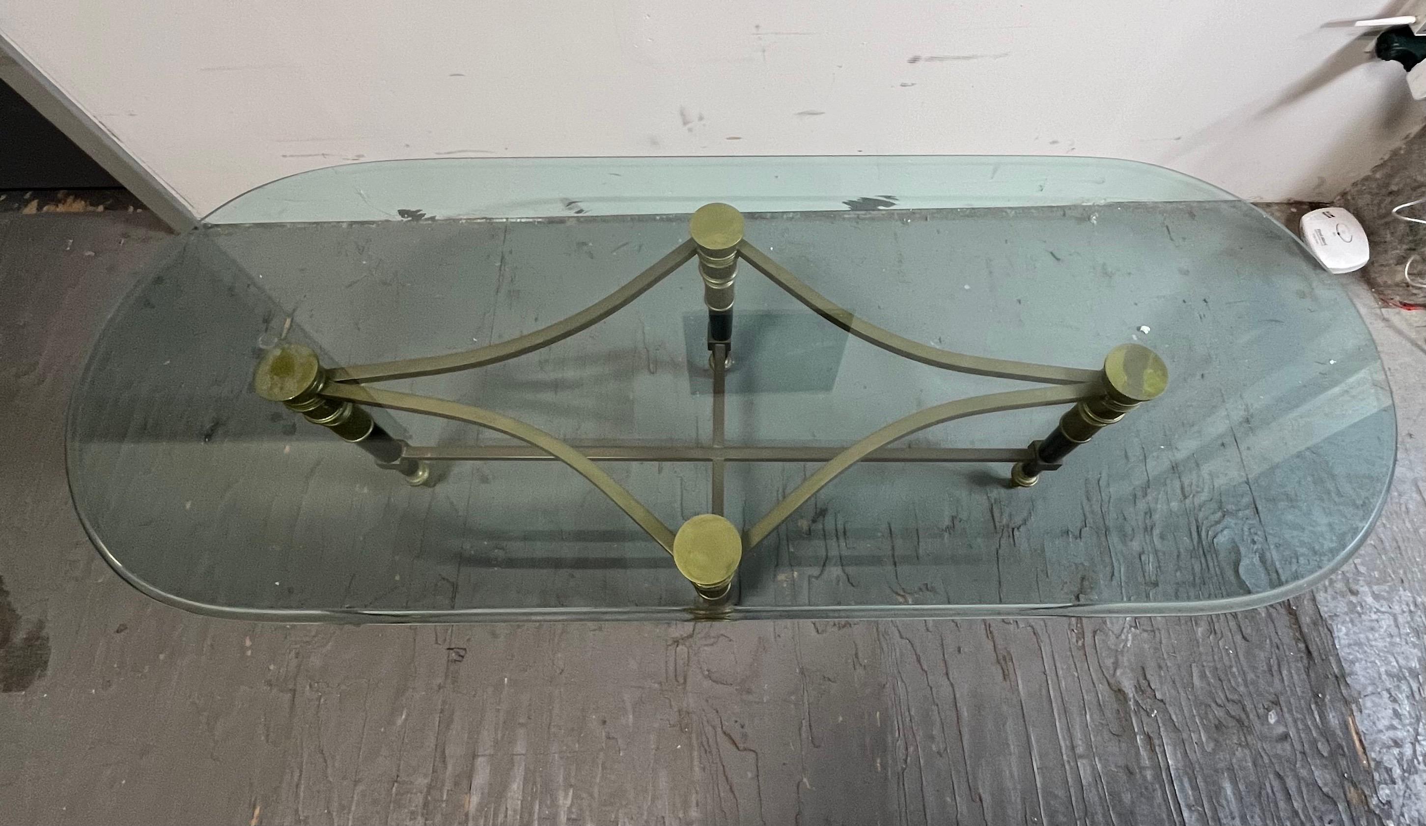 Trouvailles Steel and Brass Coffee Table Latón en venta