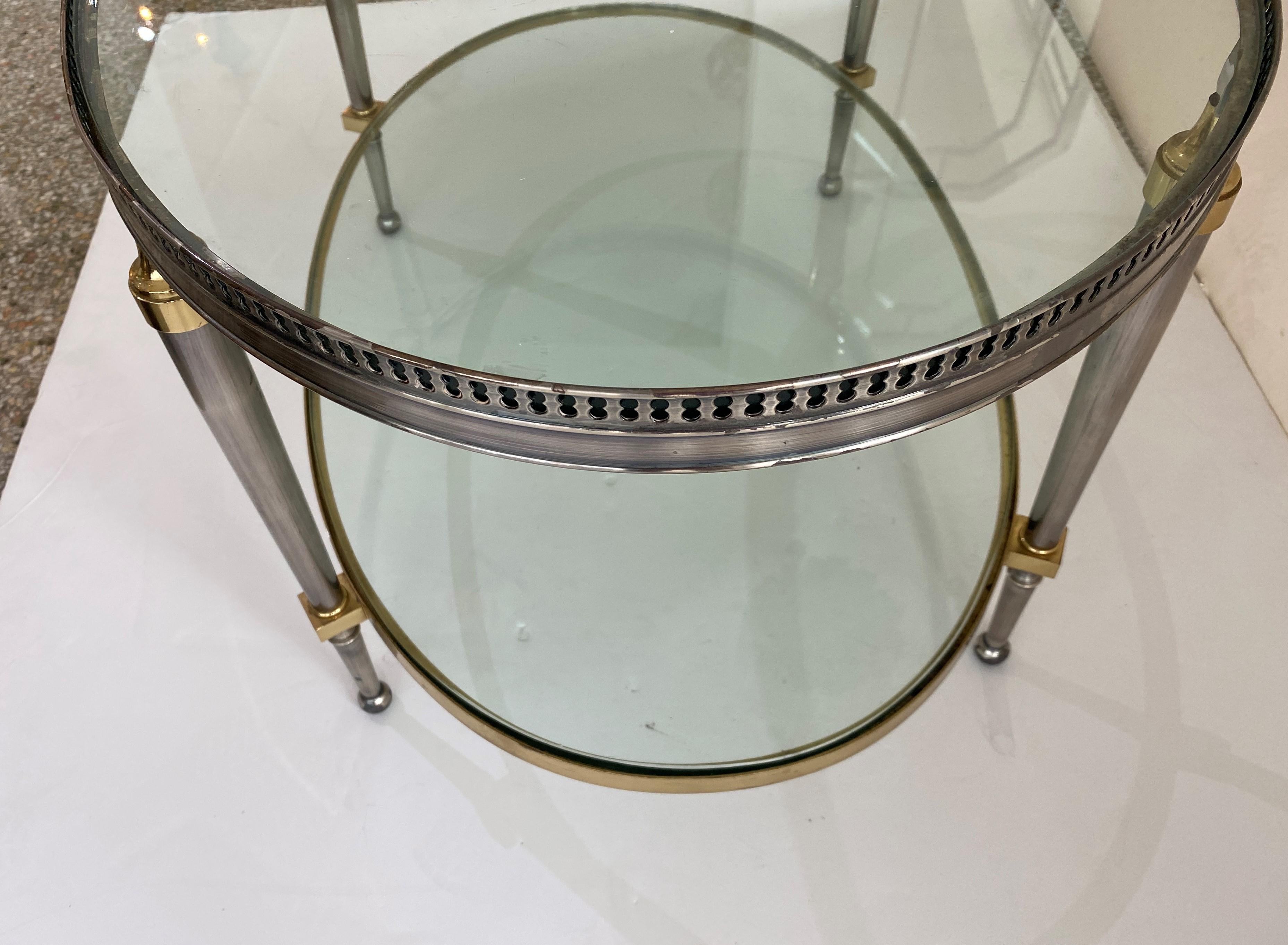 20th Century Trouvailles Steel and Brass Oval Cocktail Table