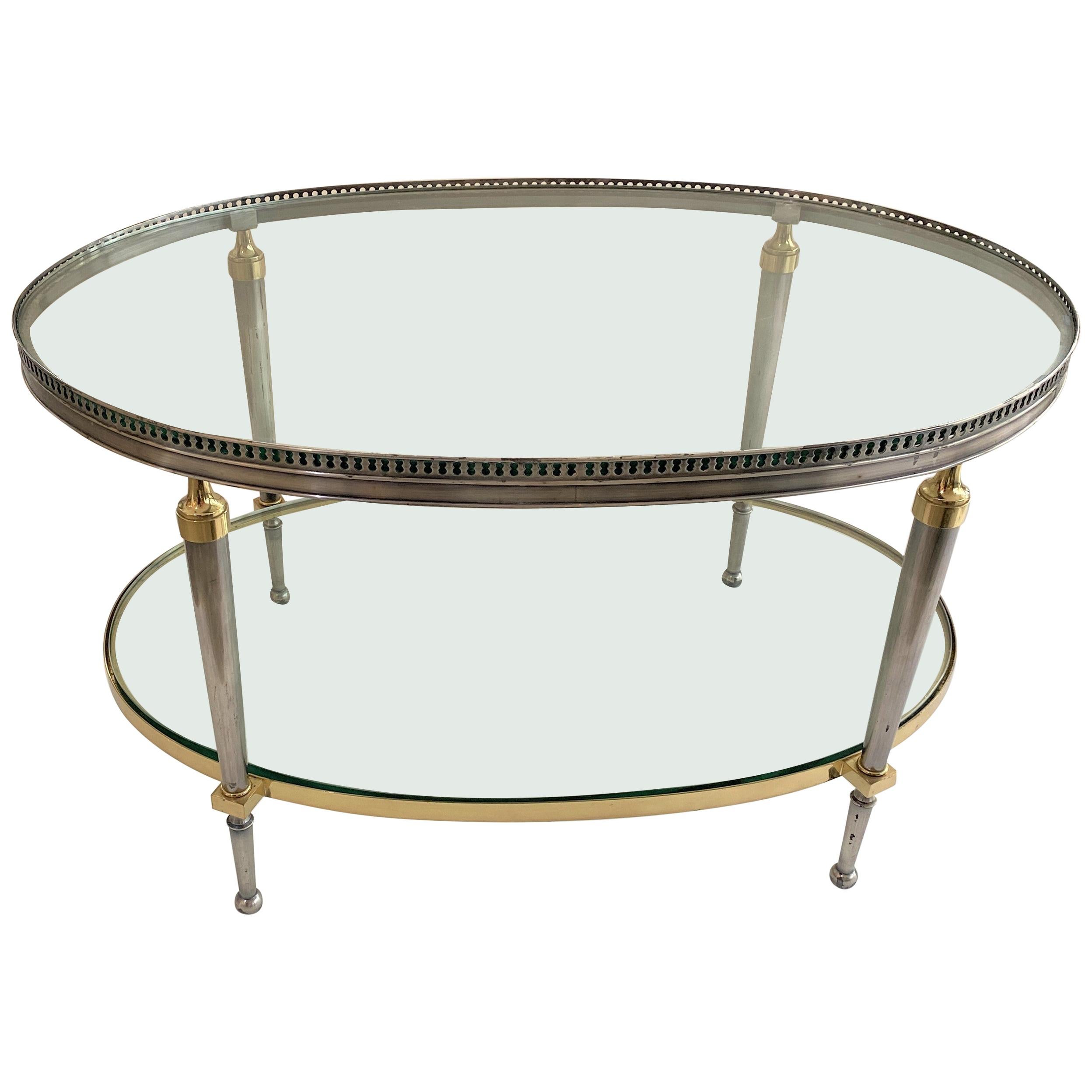 Trouvailles Steel and Brass Oval Cocktail Table