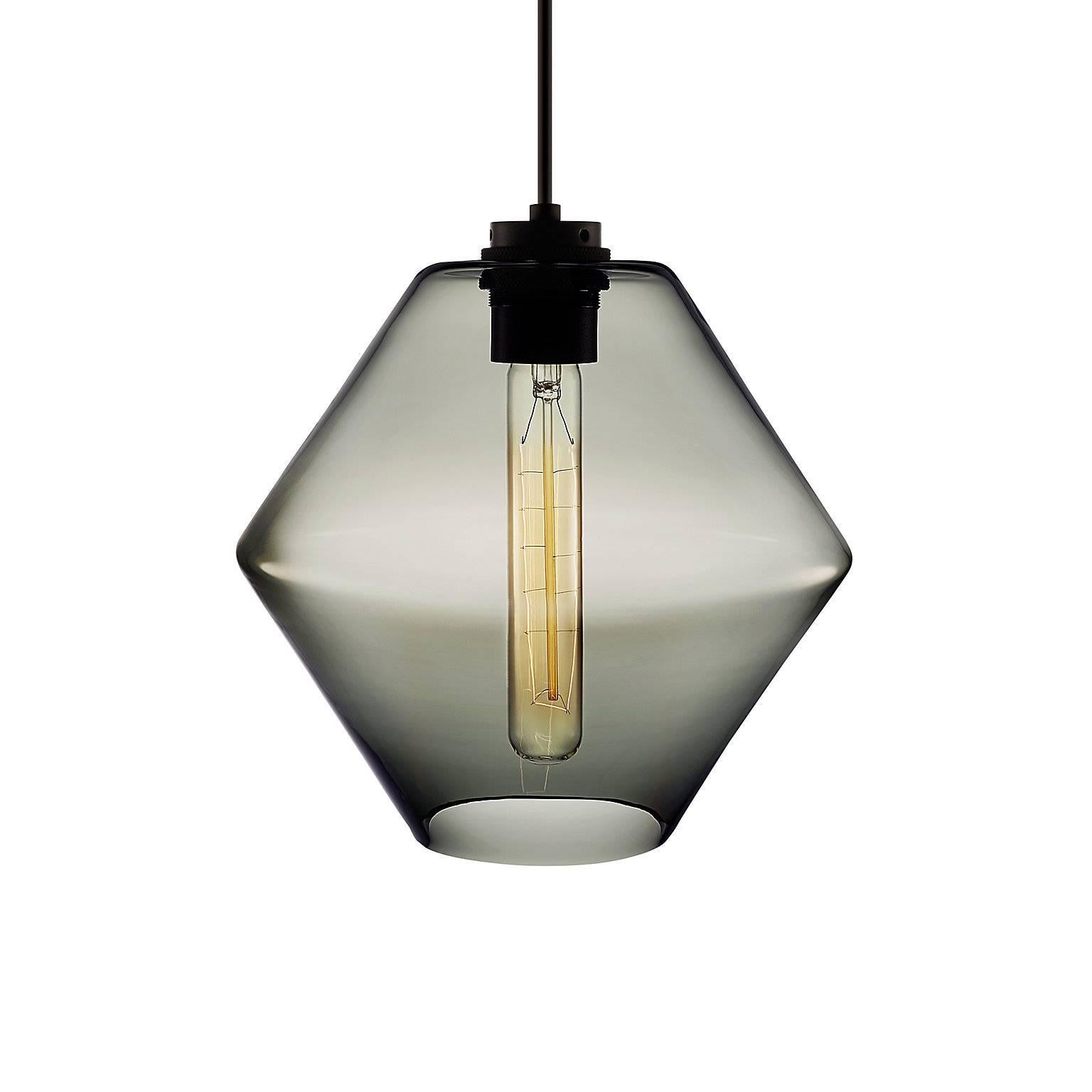 Trove Chartreuse Handblown Modern Glass Pendant Light, Made in the USA In Good Condition For Sale In Beacon, NY