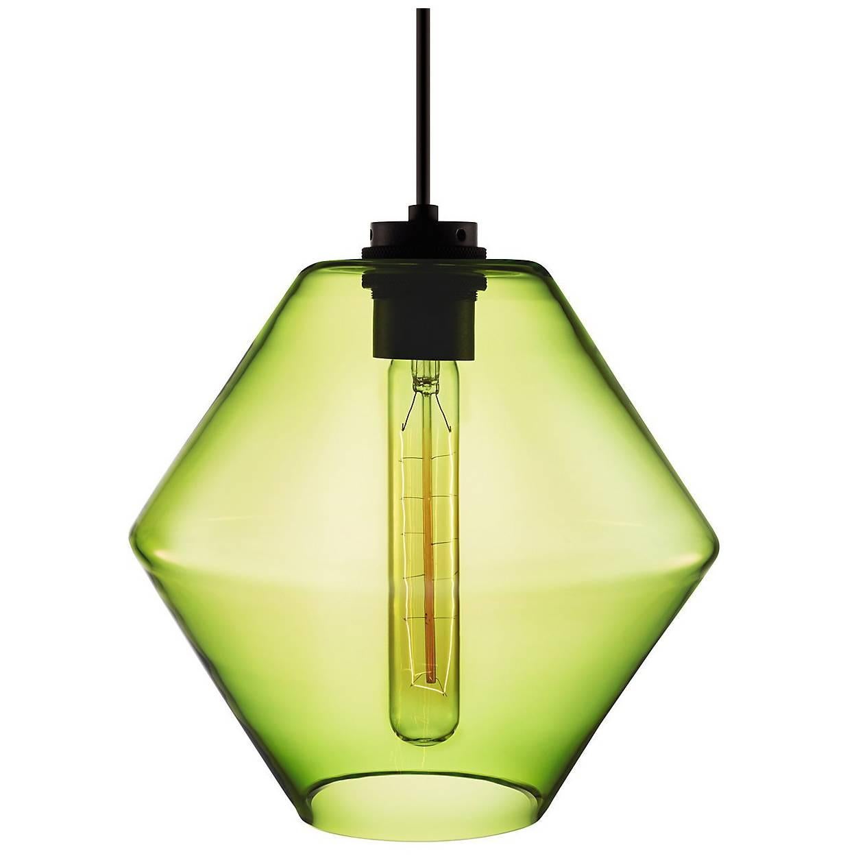 Trove Chartreuse Handblown Modern Glass Pendant Light, Made in the USA For Sale