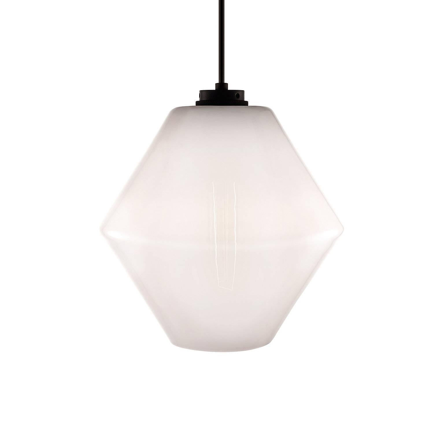 American Trove Crystal Handblown Modern Glass Pendant Light, Made in the USA For Sale