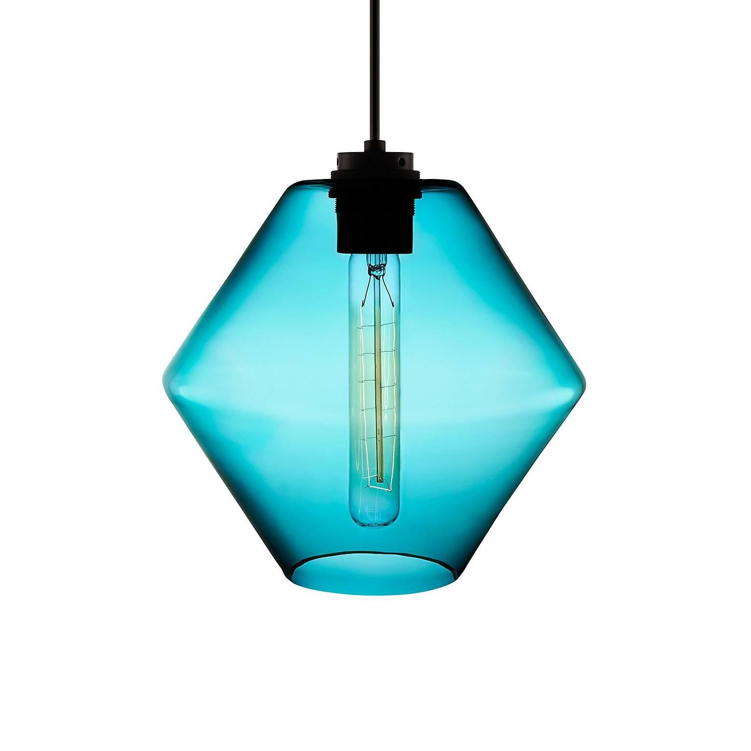 Contemporary Trove Crystal Handblown Modern Glass Pendant Light, Made in the USA For Sale