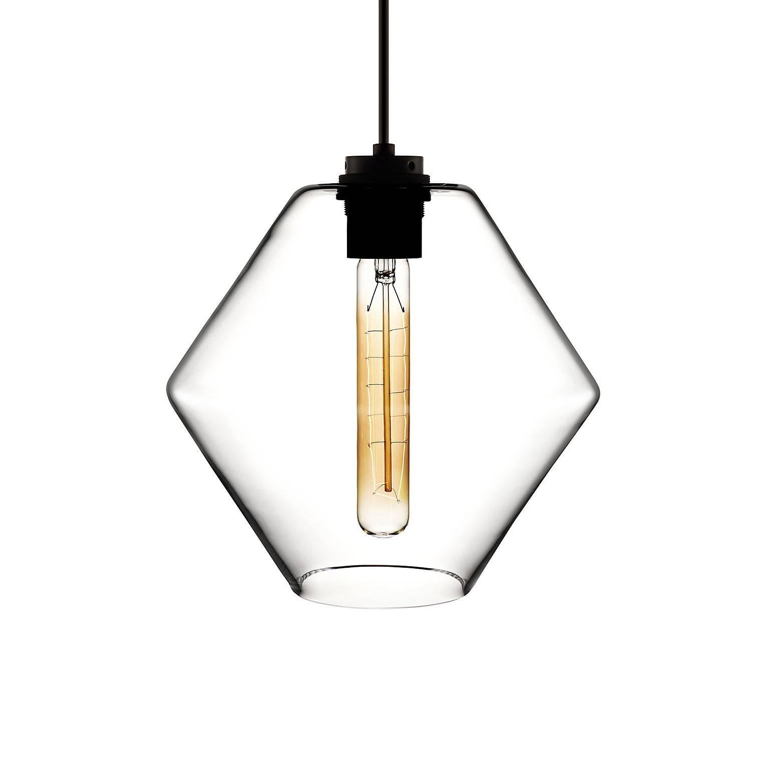 American Trove Opaline Handblown Modern Glass Pendant Light, Made in the USA For Sale