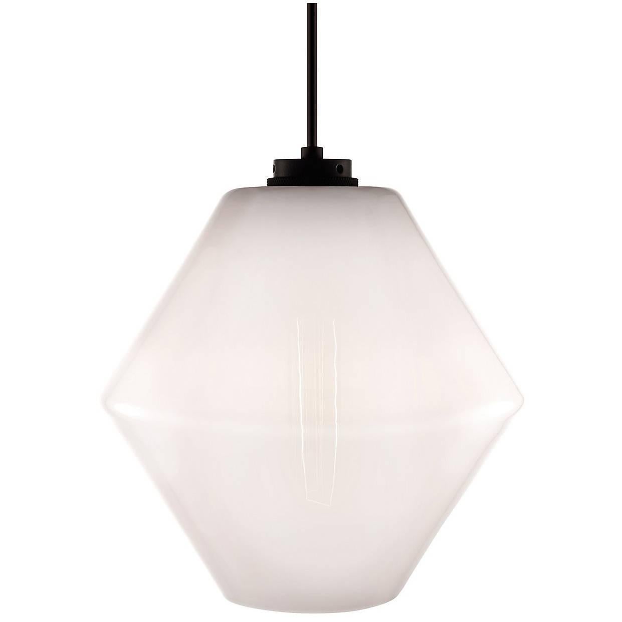 Trove Opaline Handblown Modern Glass Pendant Light, Made in the USA