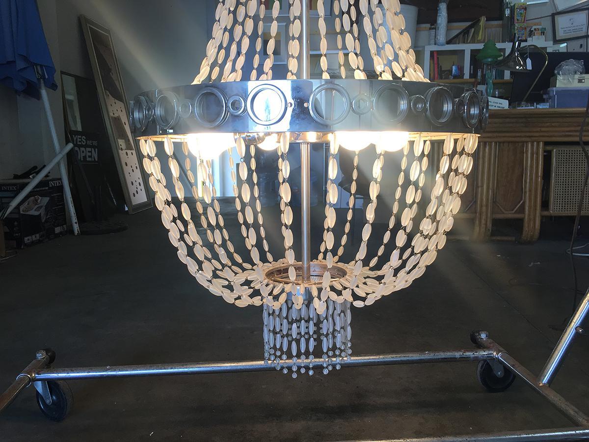 Troy by Zia Priven Beaded Crystal Basket Form Chandelier In Excellent Condition In Van Nuys, CA