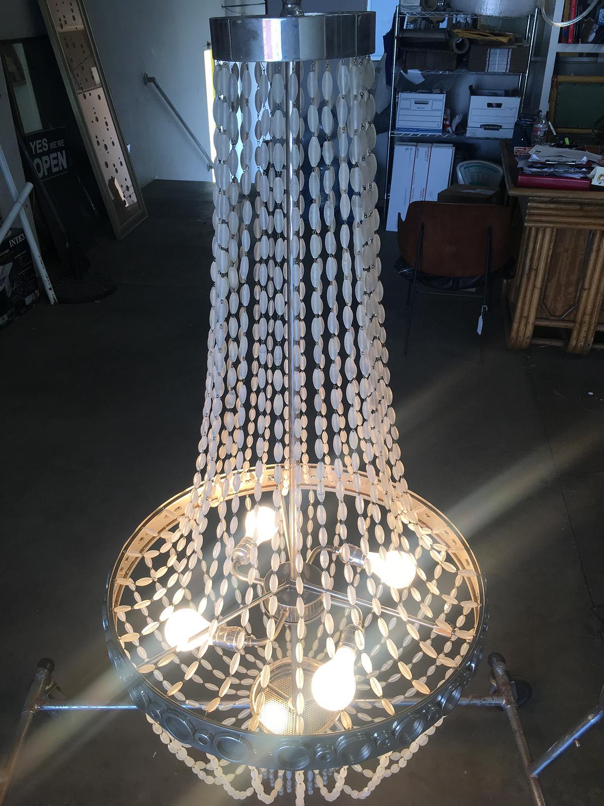 Glass Troy by Zia Priven Beaded Crystal Basket Form Chandelier