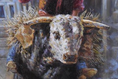 "OUT THE GATE" RODEO BULL RIDER BY TROY DENTON (born 1949)