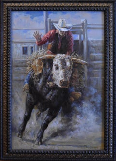 "OUT THE GATE" RODEO BULL RIDER BY TROY DENTON (born 1949)