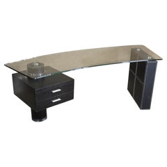 'Troy Desk' in Black Leather