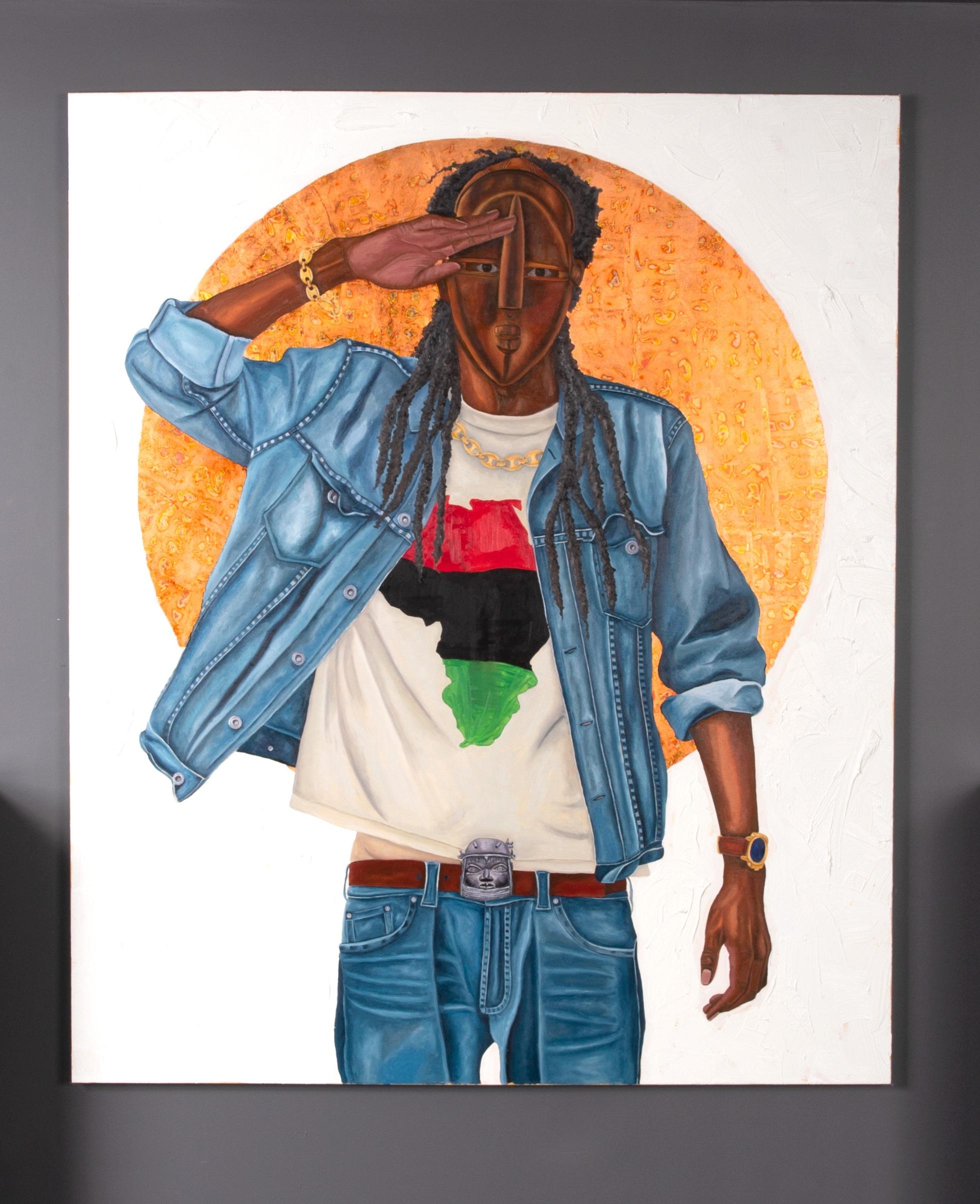 'Salute' Oil Painting with Variegated Leaf, 2023 For Sale 2